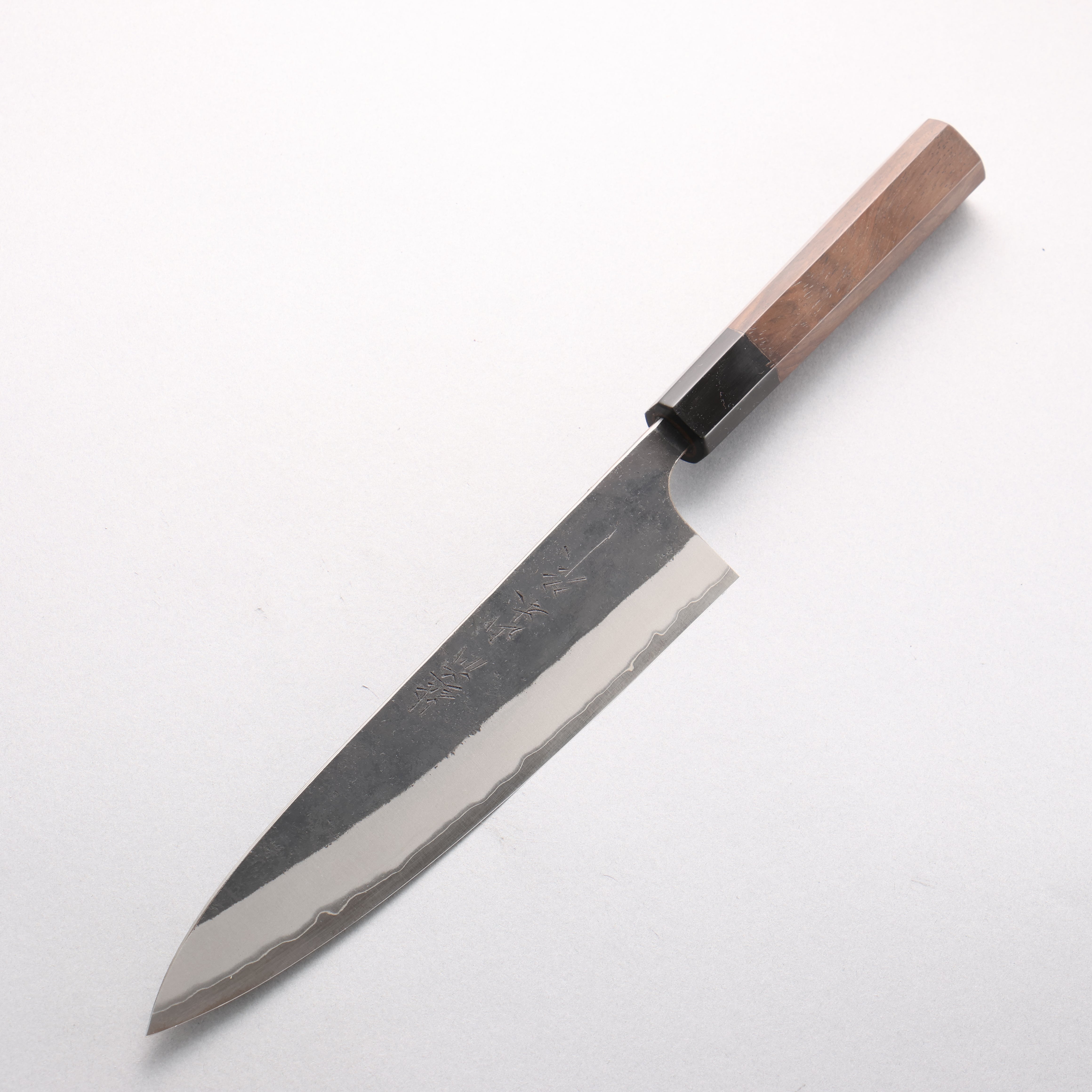 山本 直 超級青鋼 黑打 牛刀 210mm 核桃木 握把 - 清助刃物