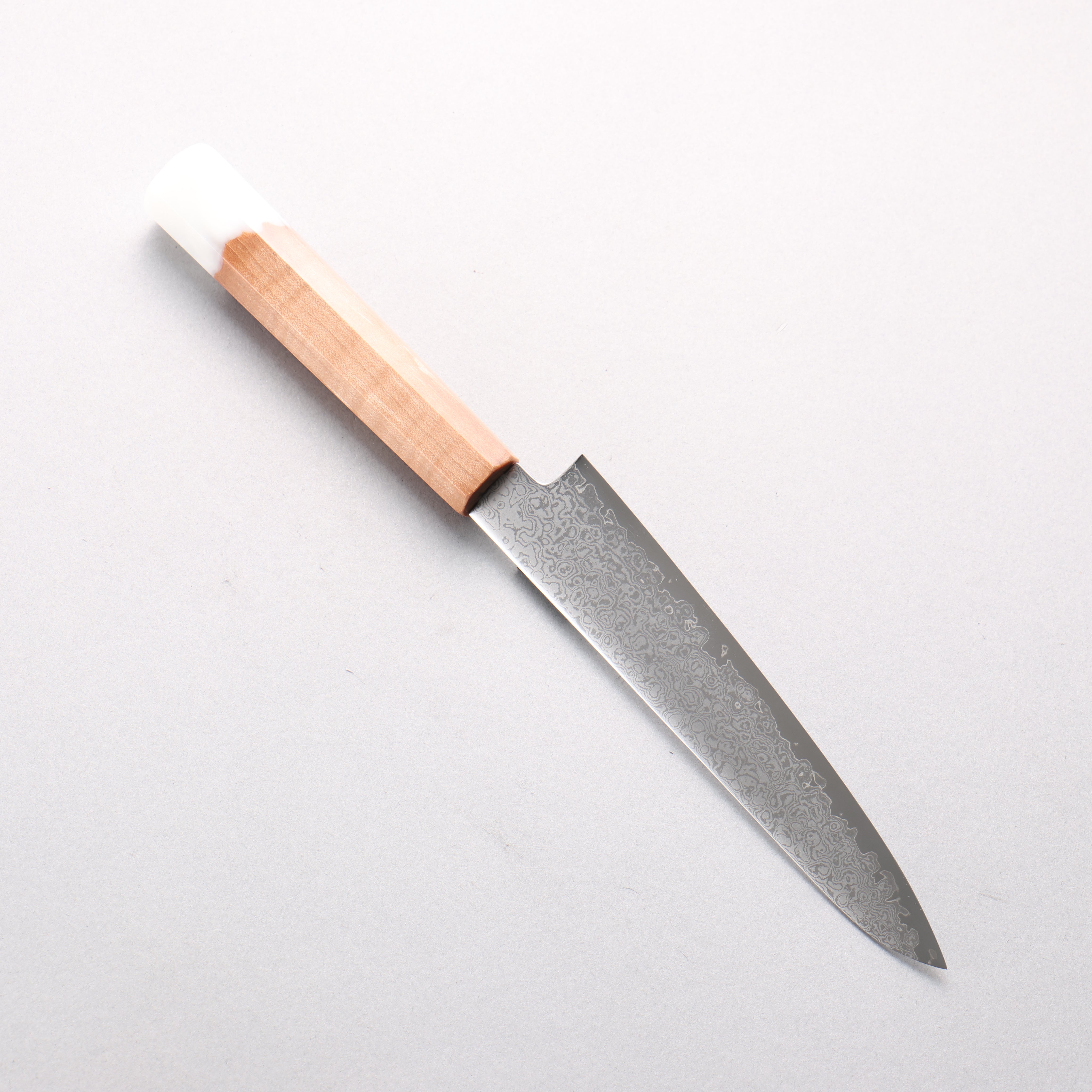 清助 VG10 大馬士革紋 多用途小刀 150mm 楓木／白色樹脂 握把 - 清助刃物