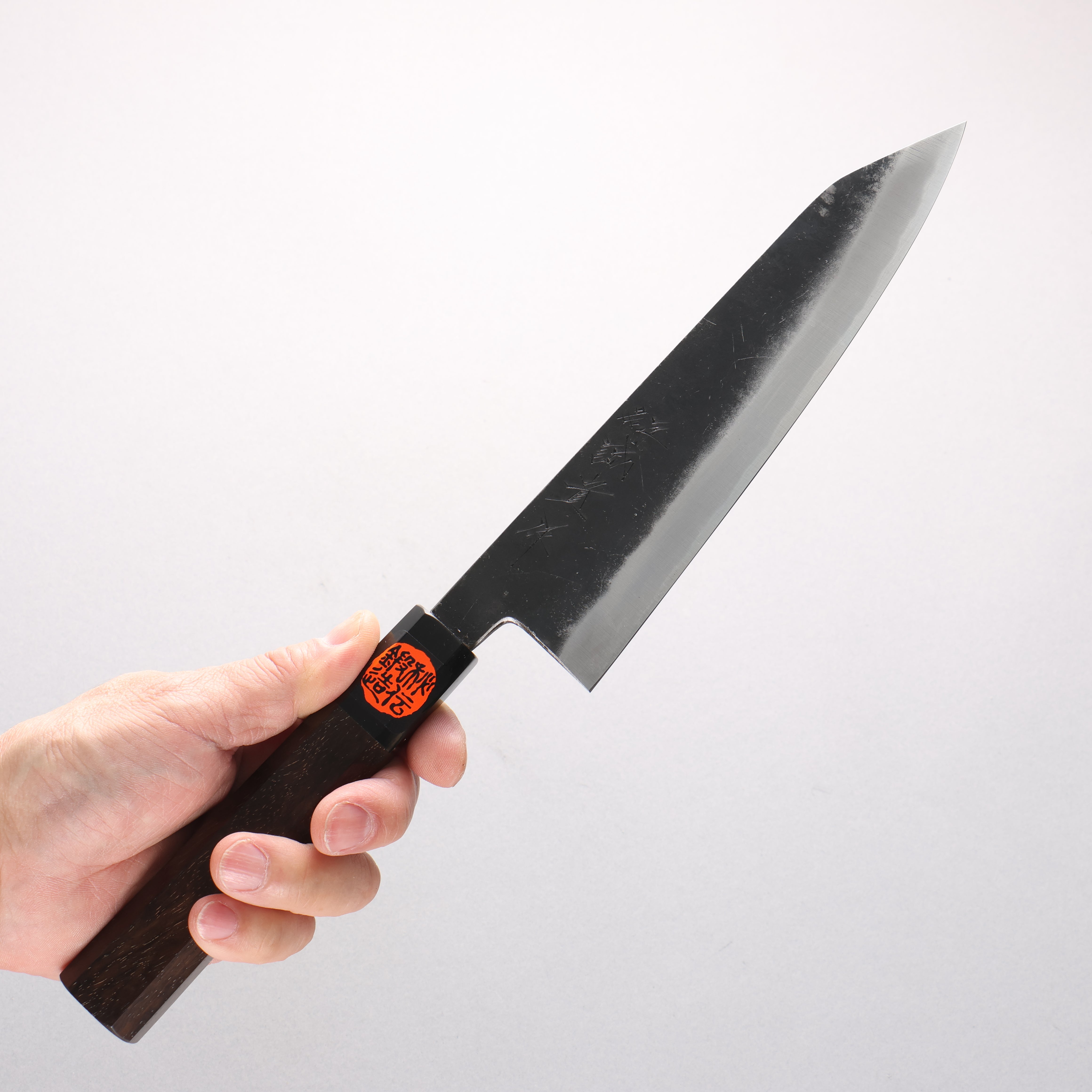 田中 誠貴 鐵火 青鋼二號 黑打 劍型牛刀 190mm 核桃木 握把 - 清助刃物