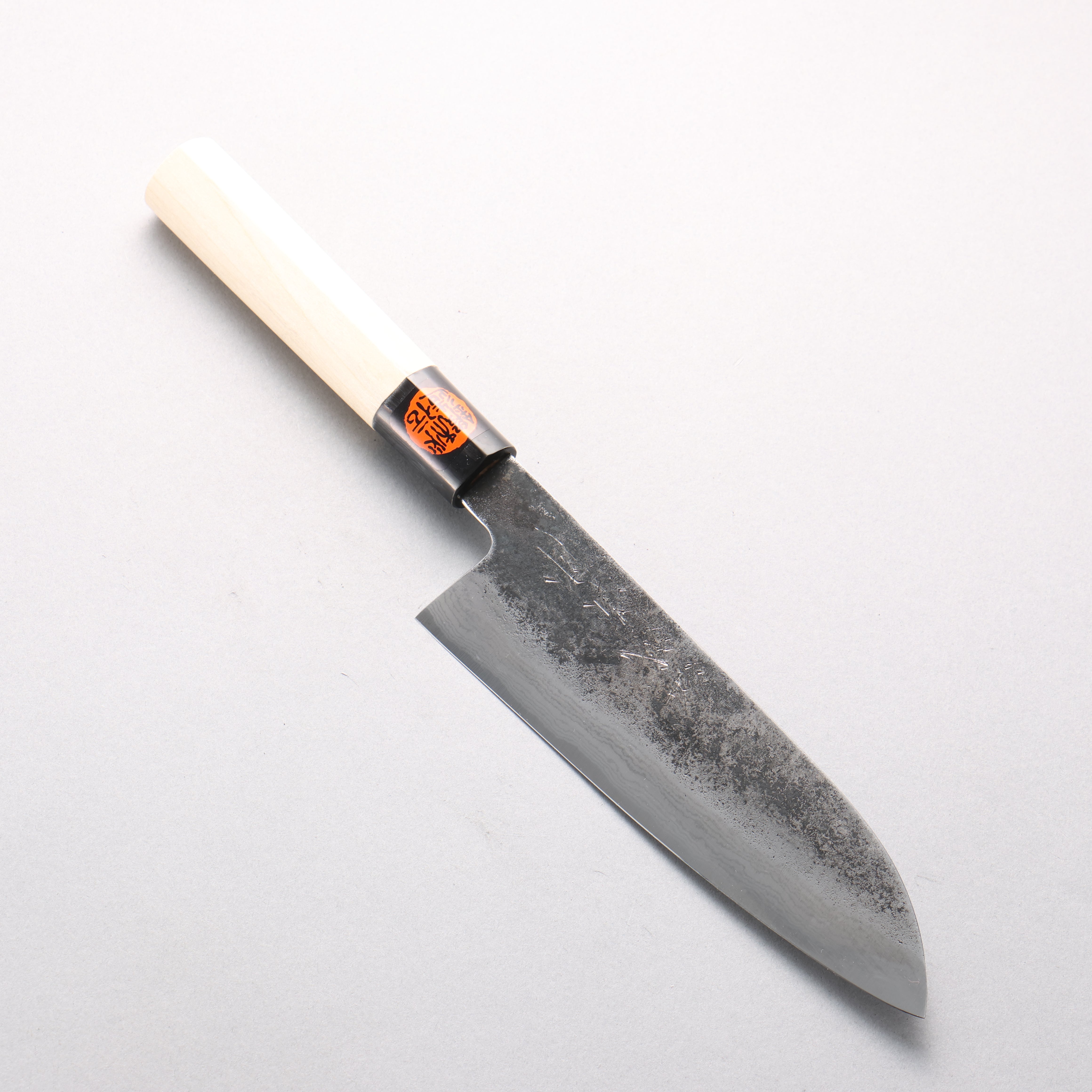 田中 誠貴 青鋼二號 大馬士革紋 黑打 三德刀 170mm 木蘭 握把 - 清助刃物