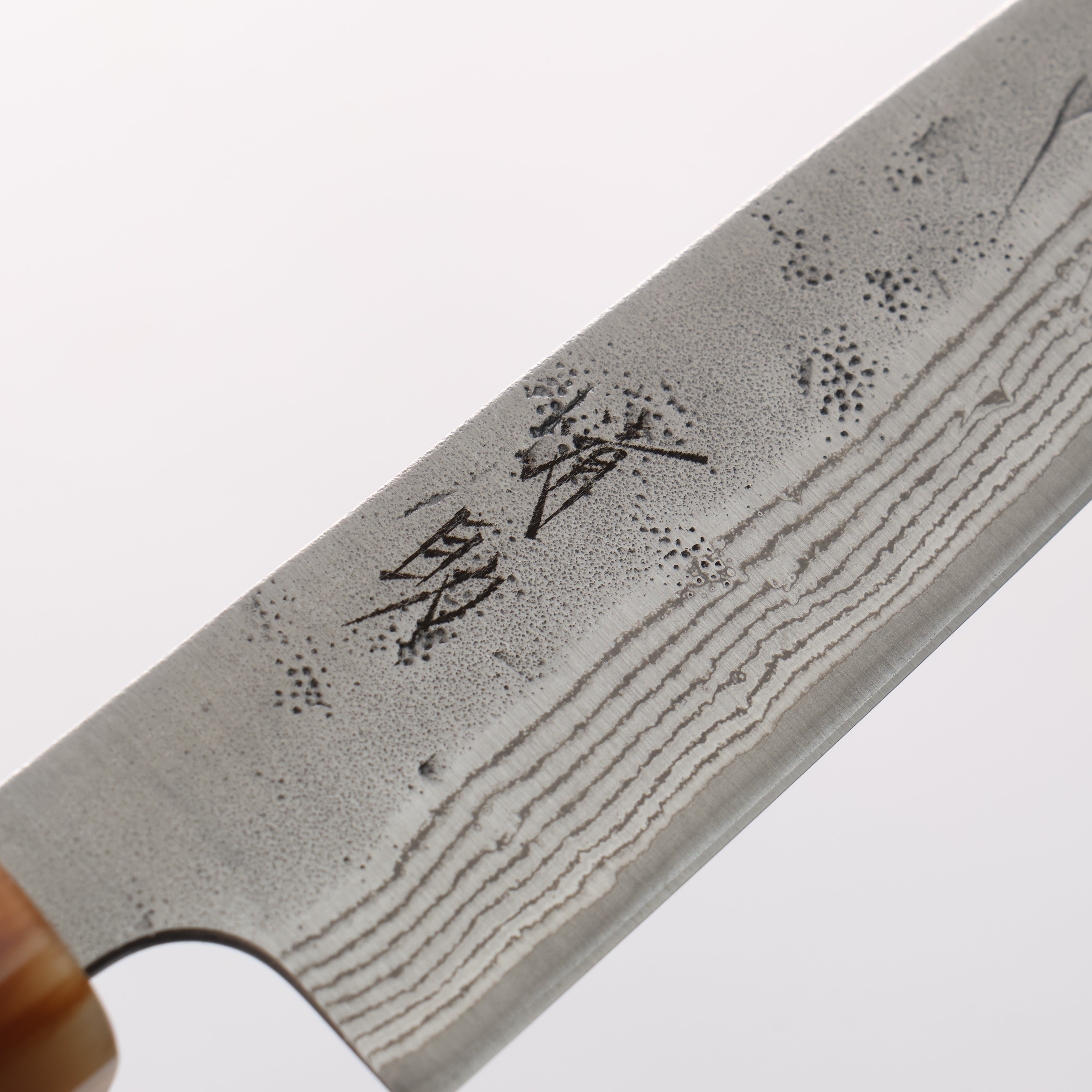 清助 瑞典鋼 大馬士革紋 和紙地 多用途小刀 135mm 木蘭 握把 - 清助刃物