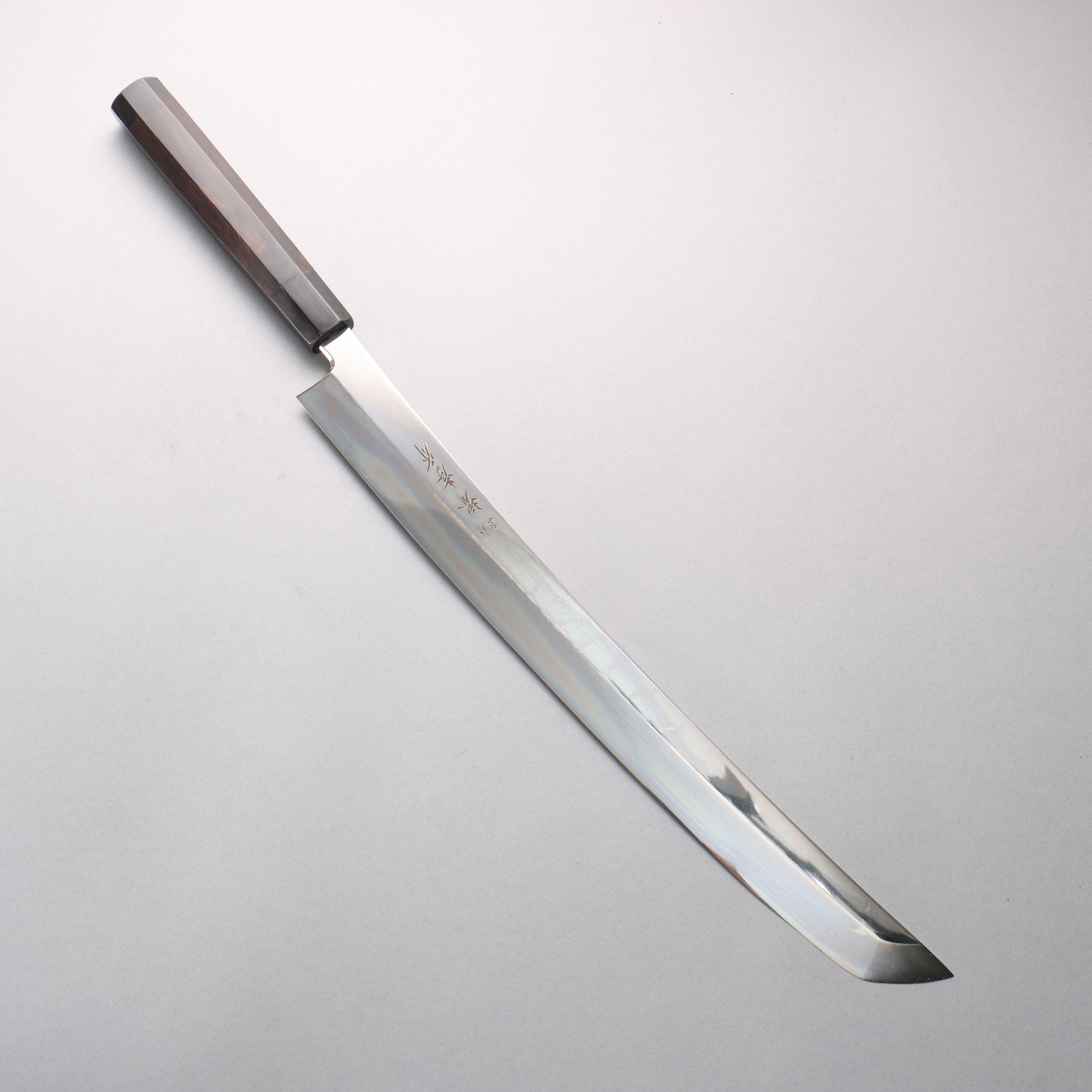 堺 孝行 本燒 銀三鋼 鏡面處理 先丸柳刃 390mm 黑檀 (口輪：兩側黒水牛角) 握把 附刀鞘 - 清助刃物