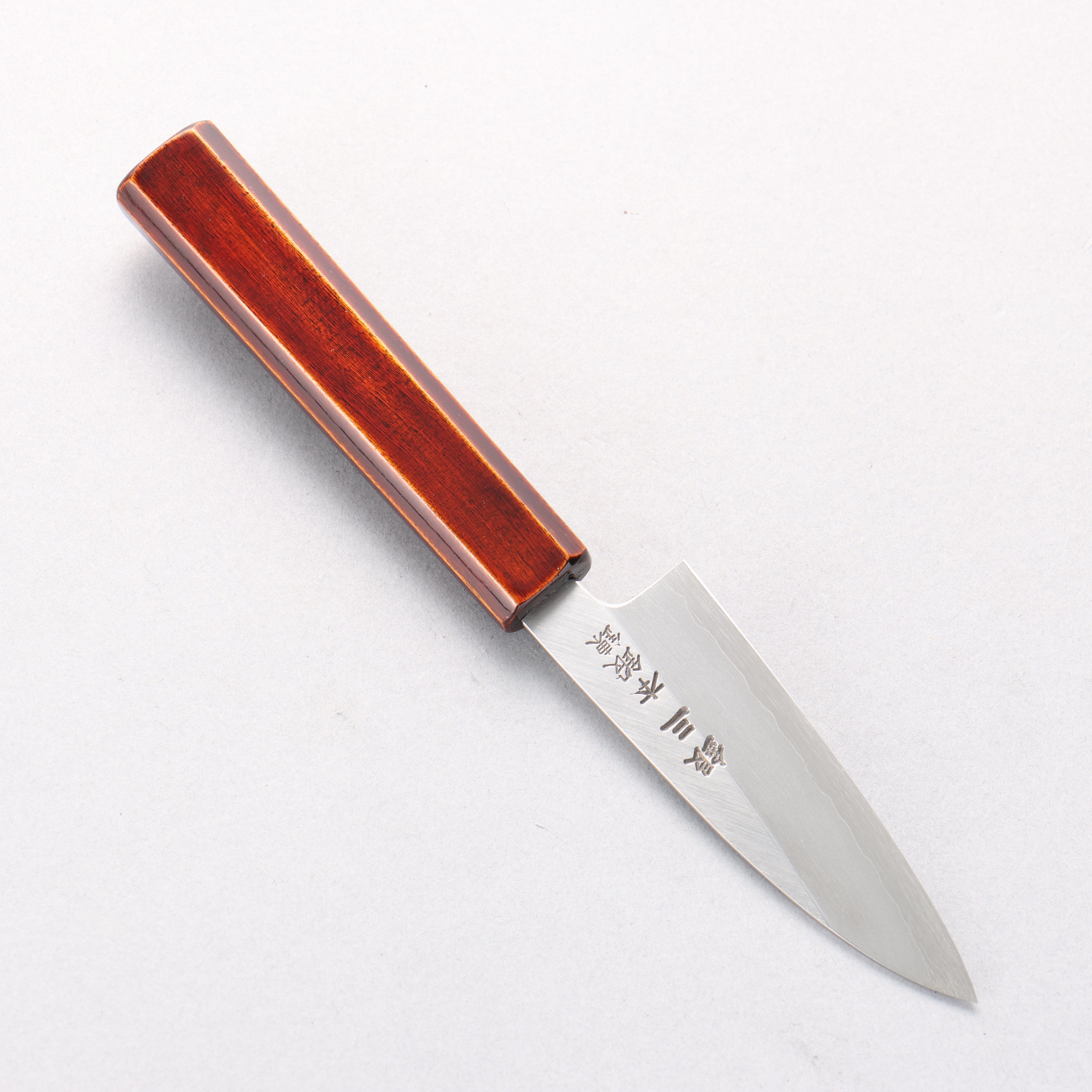 刃道 銀三鋼 打磨處理 削皮刀 90mm 漆塗 (木地呂塗) 握把 - 清助刃物