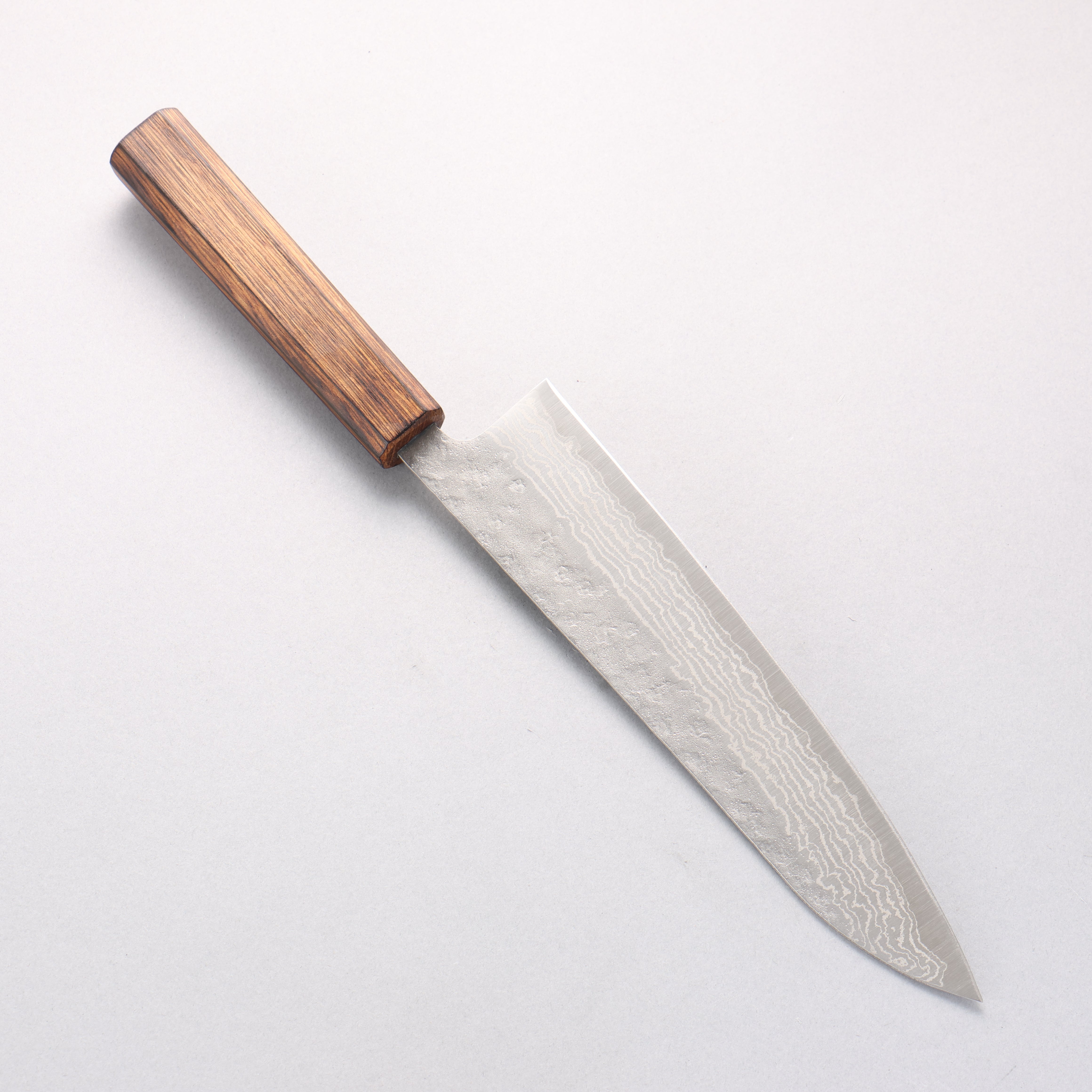 清助 不鏽鋼 440C 鎚目 大馬士革紋 牛刀 210mm 橡木 握把 - 清助刃物
