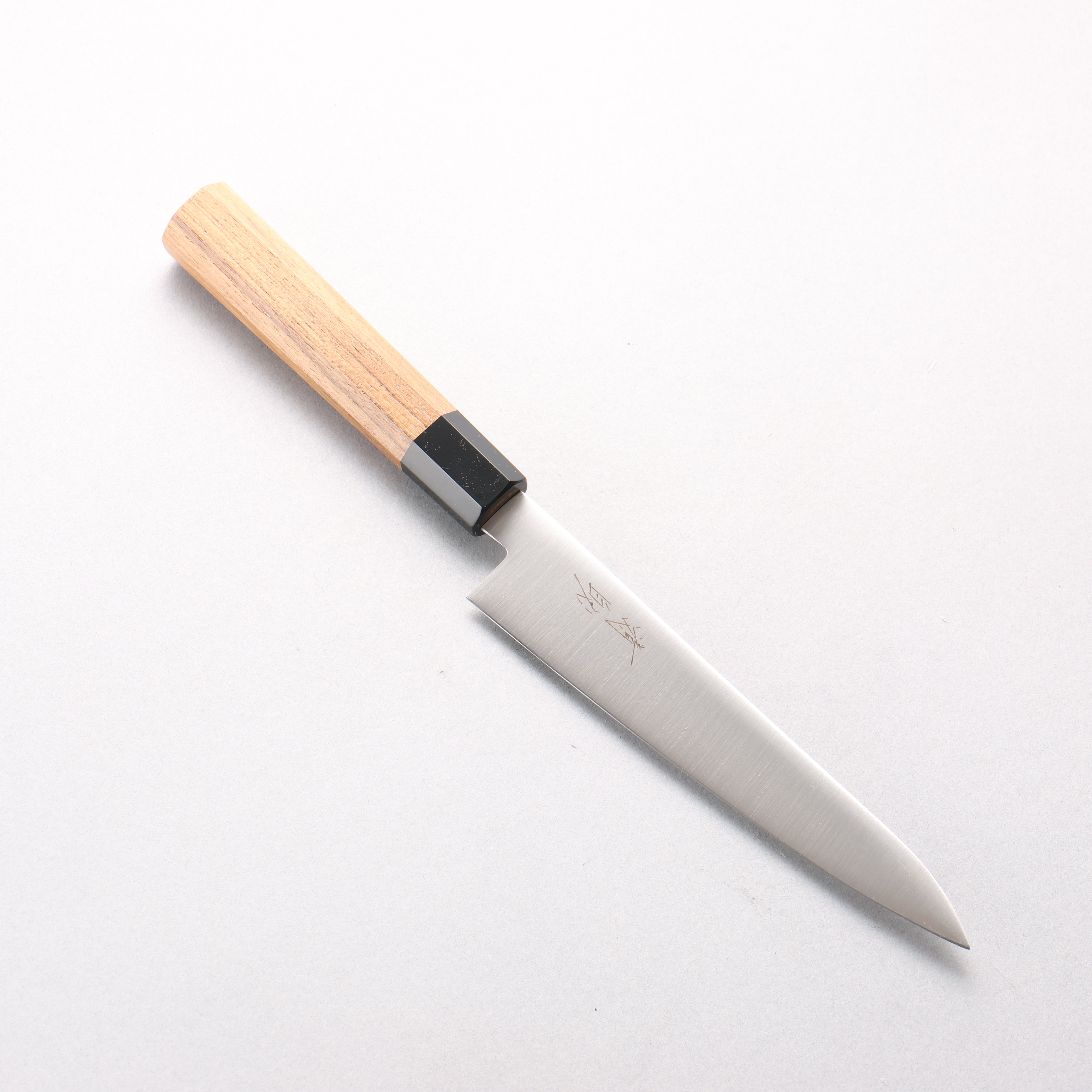 清助 不鏽鋼 多用途小刀 150mm 柚木 (口輪：黑塑膠) 握把 - 清助刃物