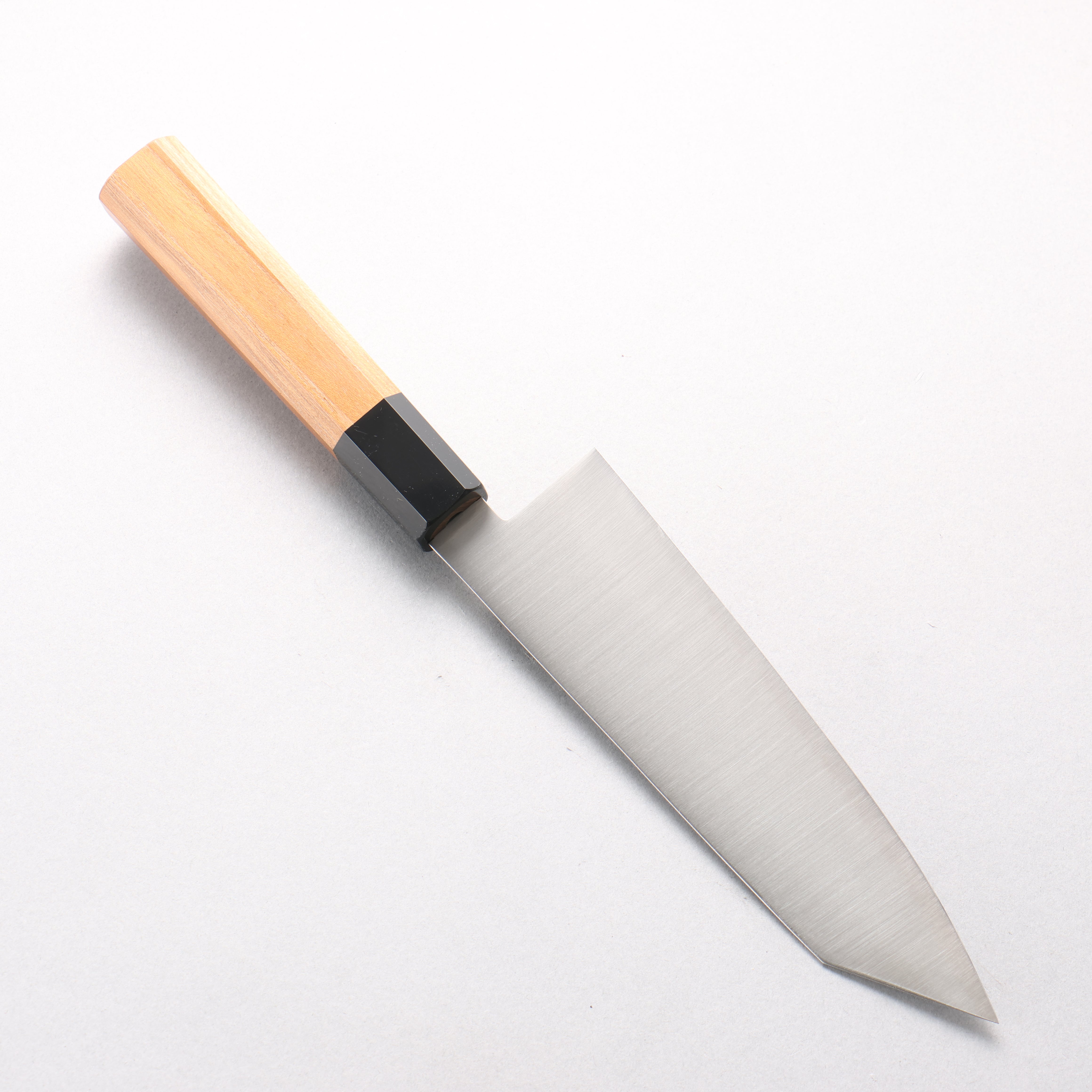 清助 不鏽鋼 切付三德刀 180mm 柚木 (口輪：黑塑膠) 握把 - 清助刃物