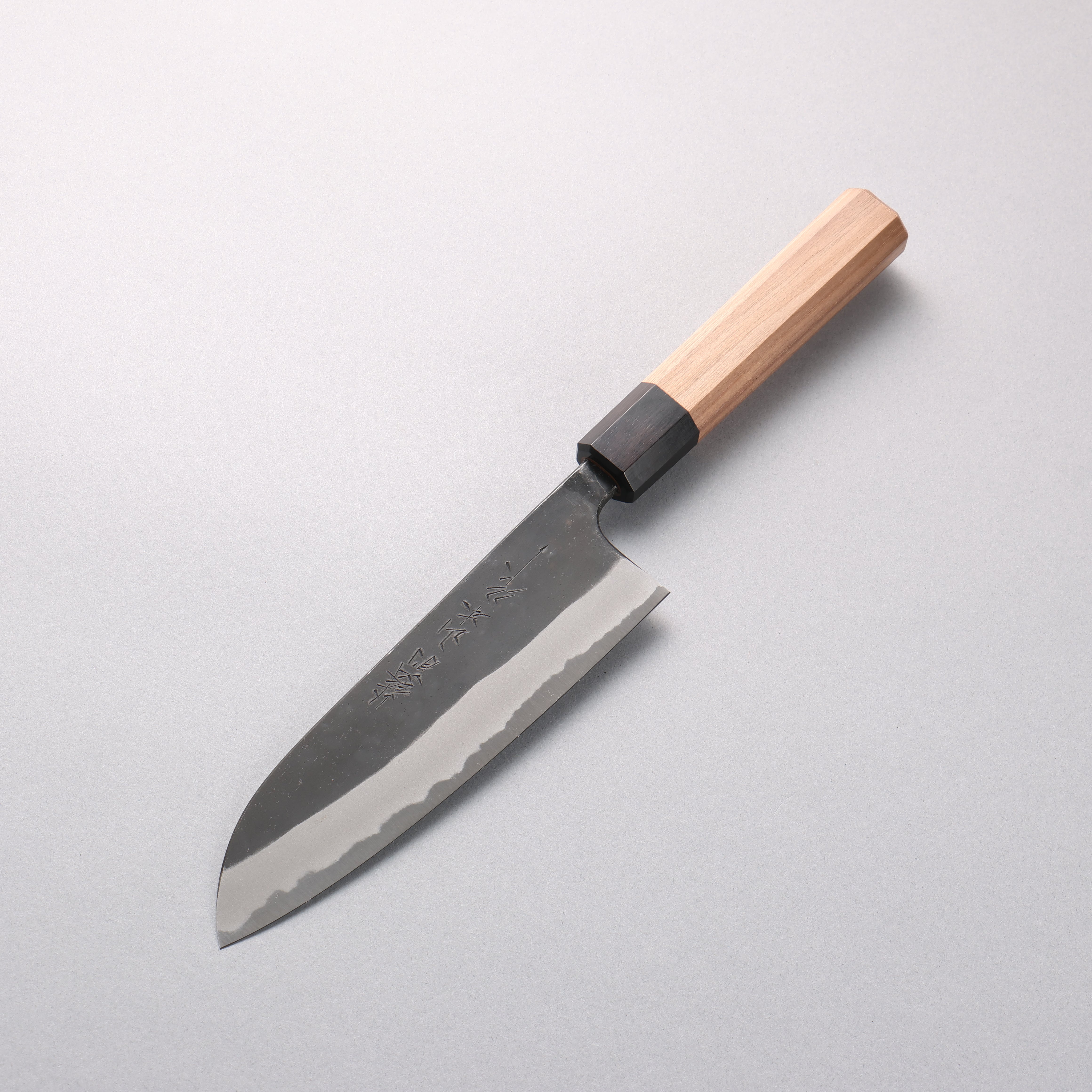 山本 直 白鋼二號 黑打 三德刀 170mm 核桃木 握把
