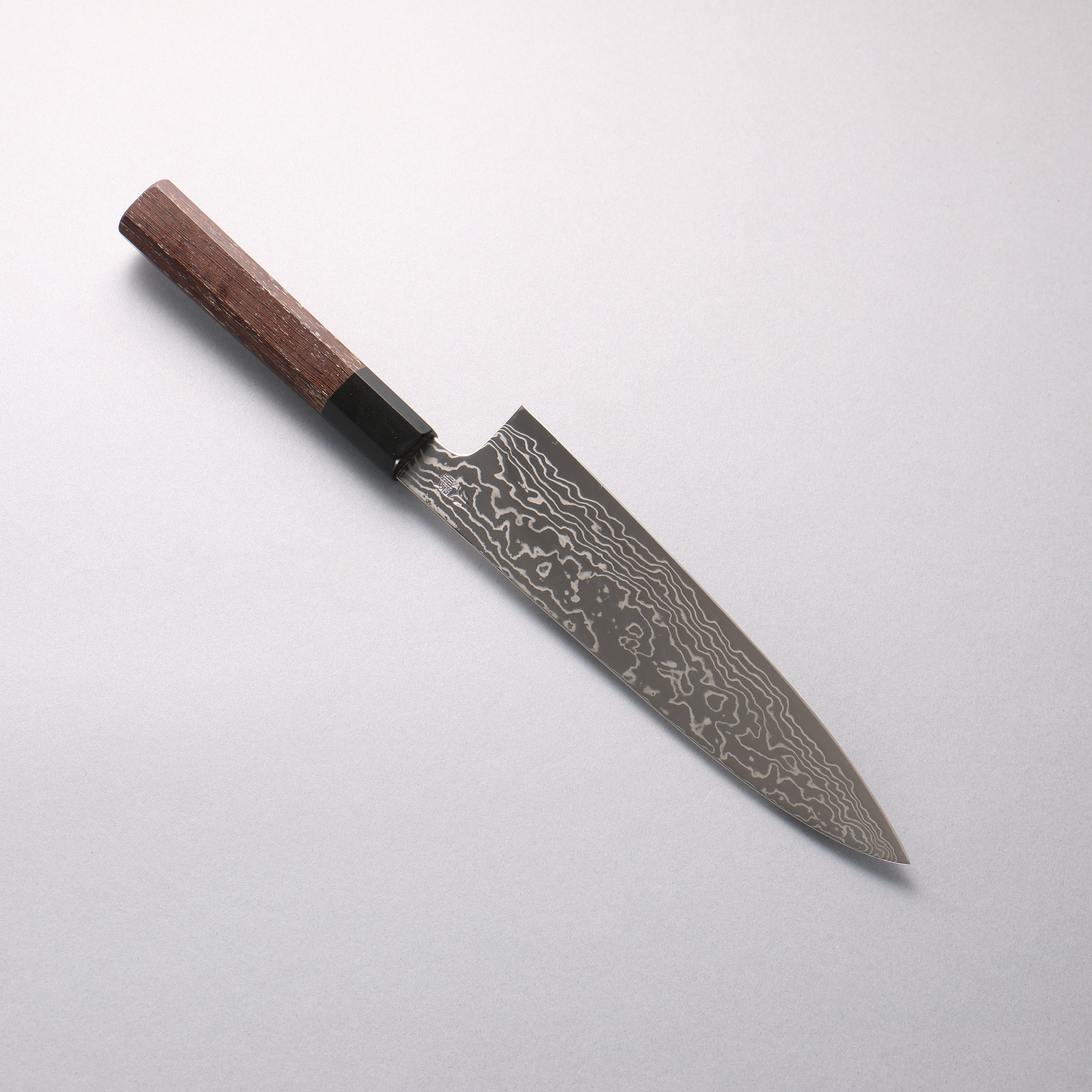 佑成 銀三鋼 鏡面處理 大馬士革紋 牛刀 210mm 雞翅木（口輪：黒色水牛角） 握把
