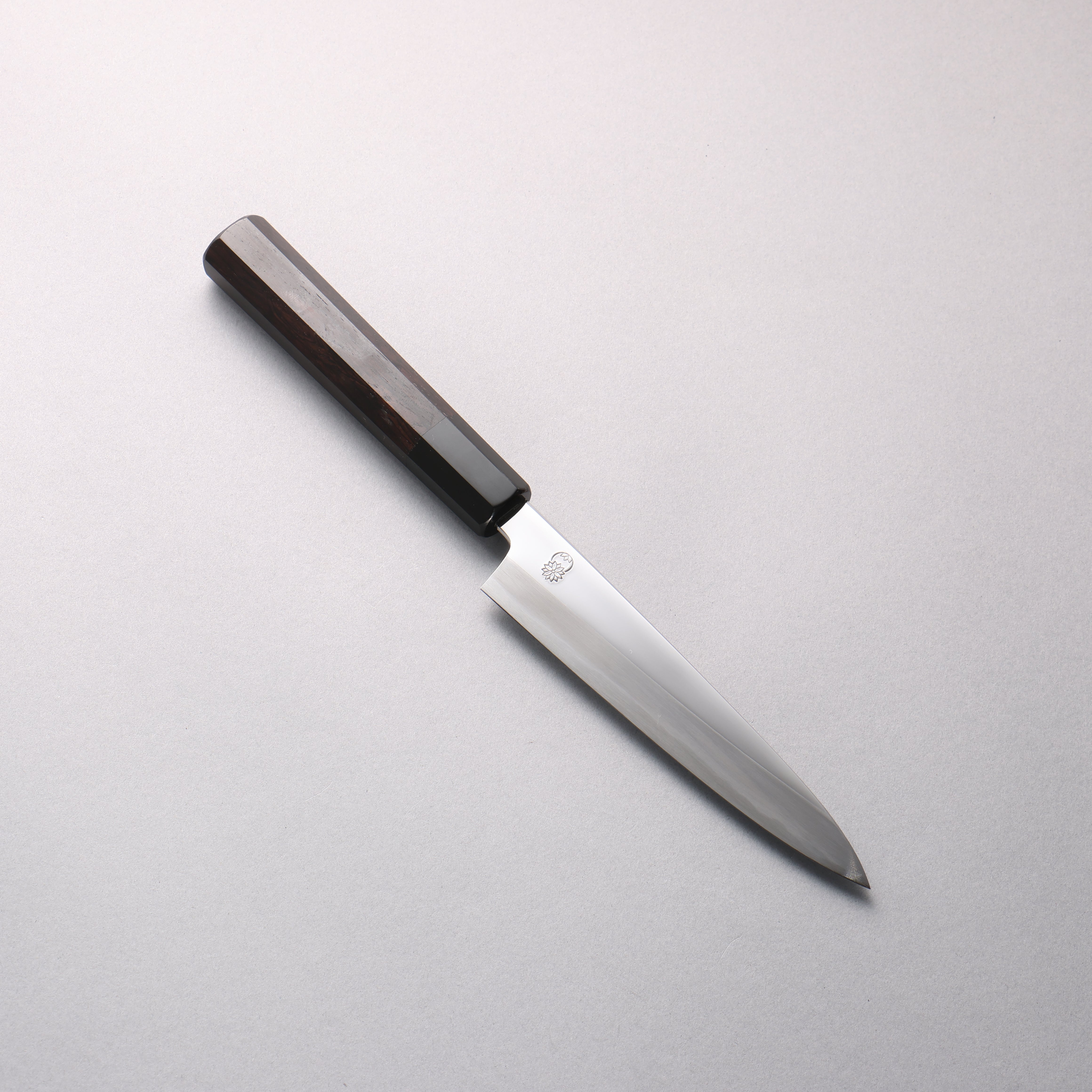 重陽 白鋼 鏡面處理 多用途小刀 150mm 黑檀 (口輪：黑水牛角) 握把 - 清助刃物