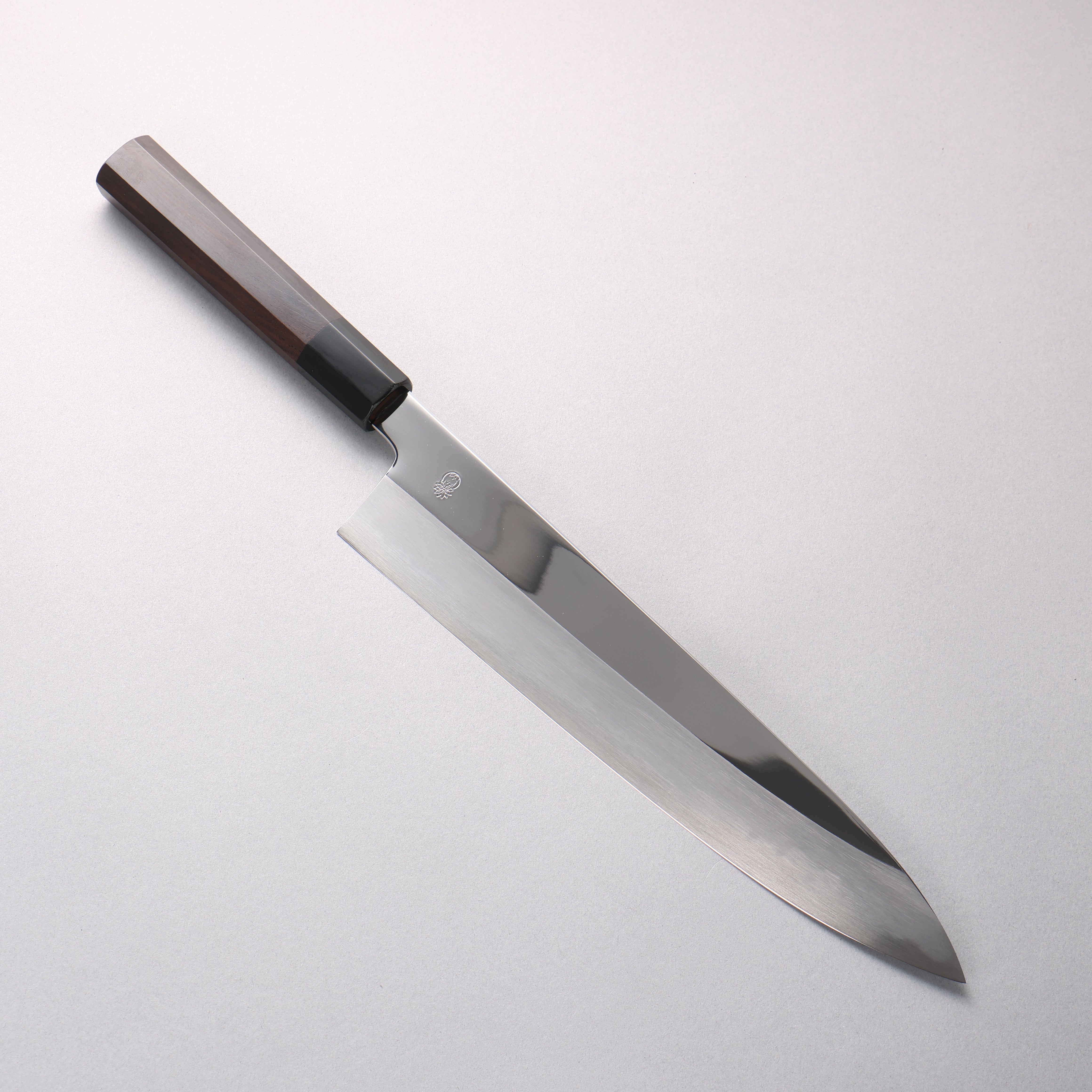 重陽 白鋼 鏡面處理 牛刀 270mm 黑檀 (口輪：黑水牛角) 握把 - 清助刃物