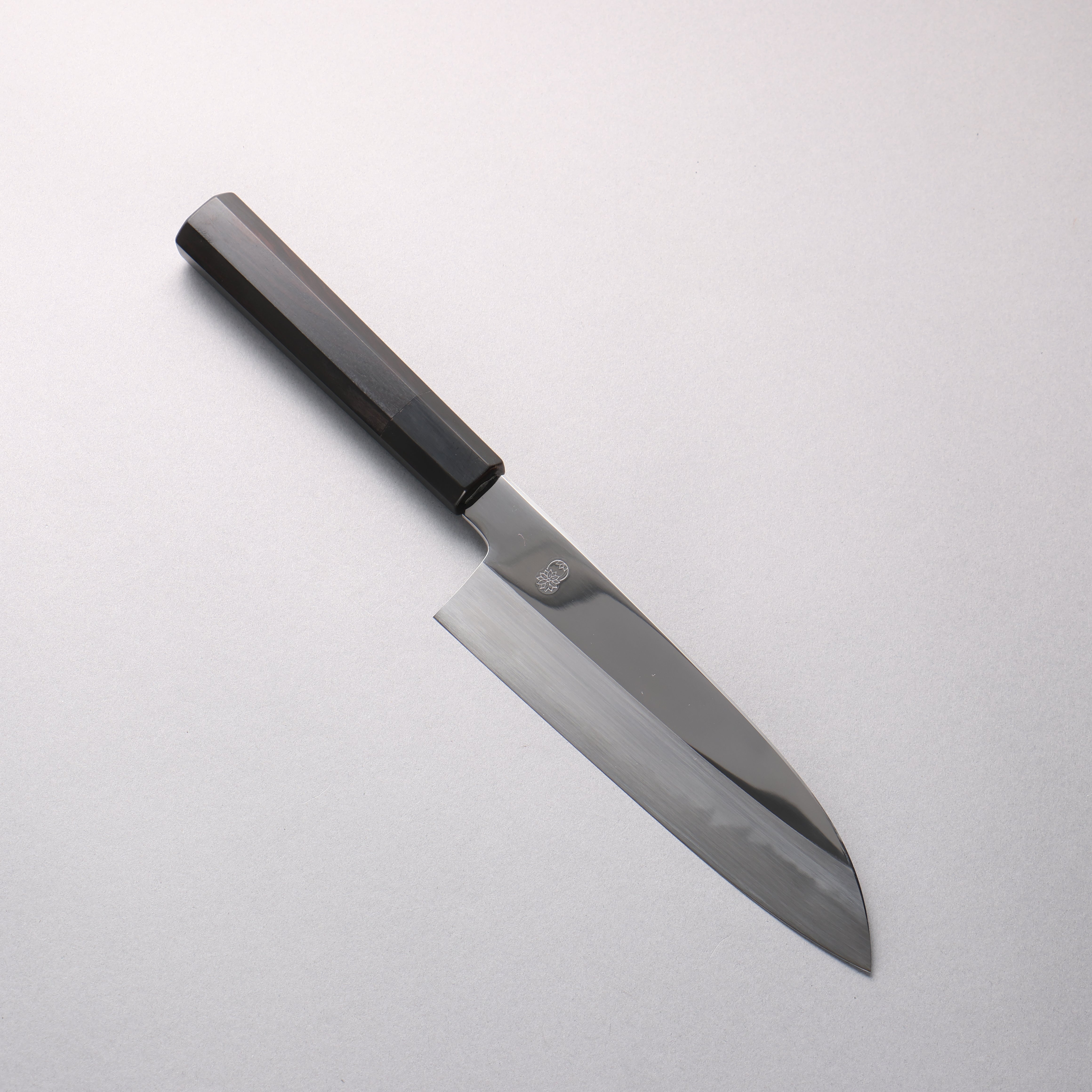 重陽 白鋼 鏡面處理 三德刀 180mm 黑檀 (口輪：黑水牛角) 握把 - 清助刃物
