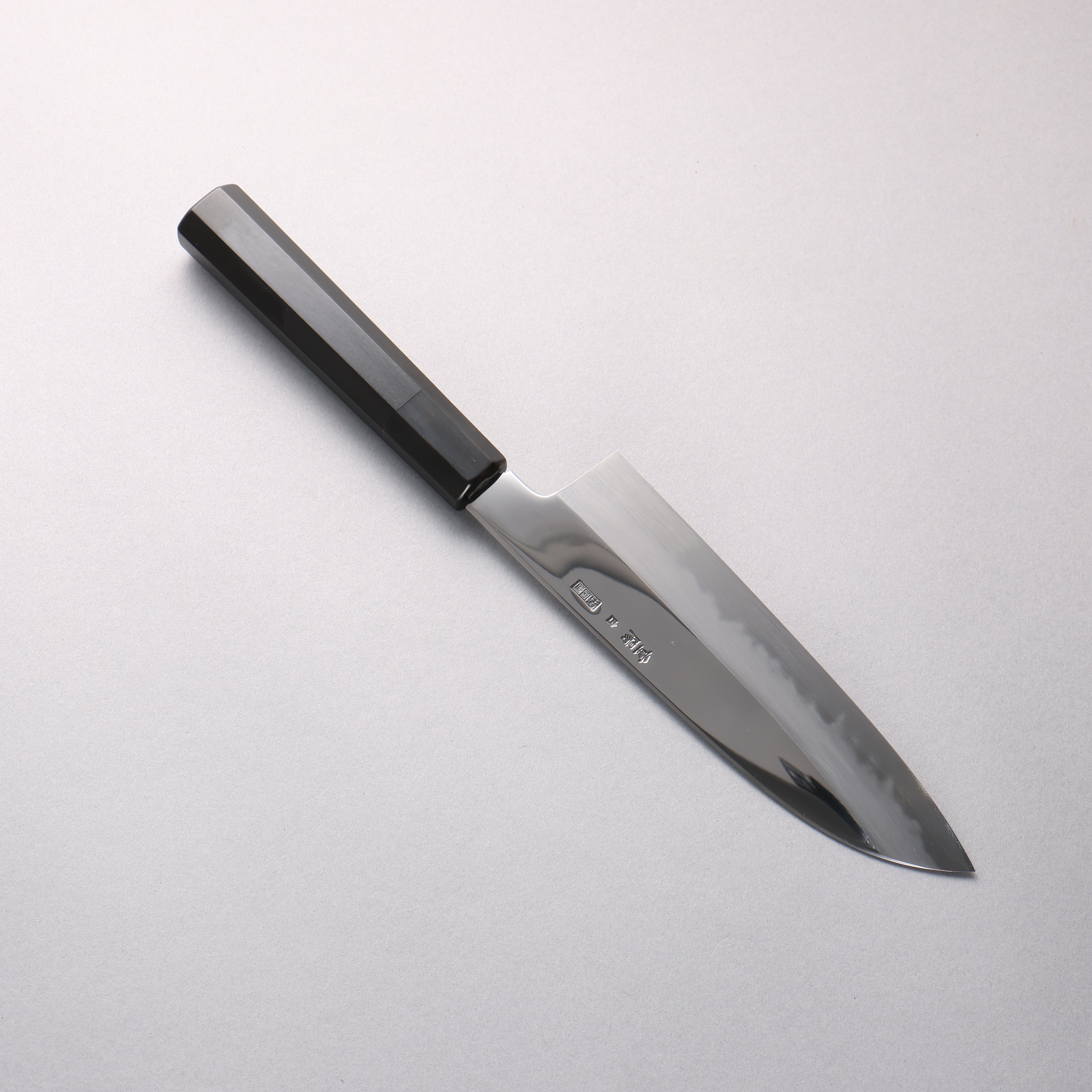 重陽 白鋼 鏡面處理 三德刀 180mm 黑檀 (口輪：黑水牛角) 握把 - 清助刃物