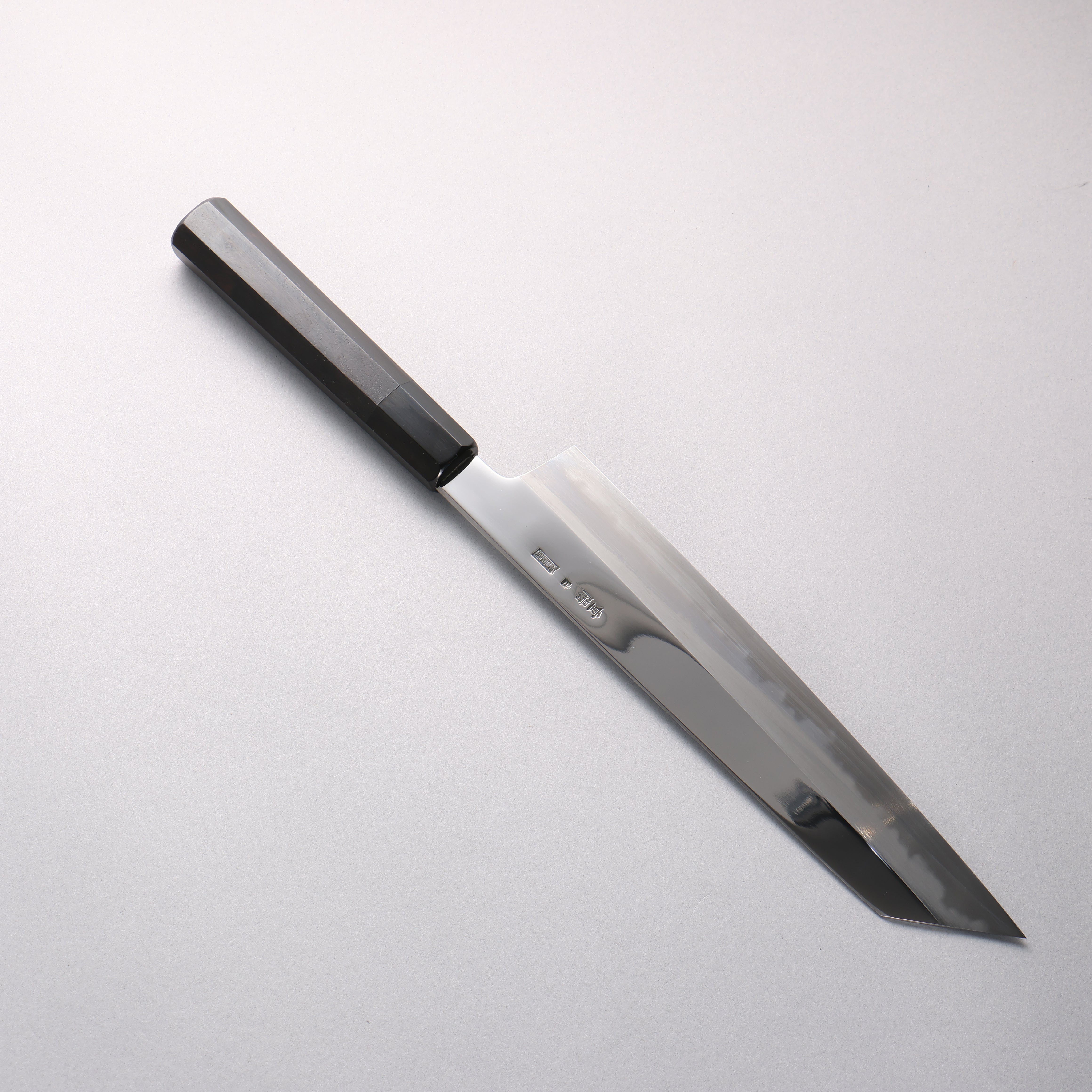 重陽 白鋼 鏡面處理 切付牛刀 240mm 黑檀 (口輪：黑水牛角) 握把 - 清助刃物