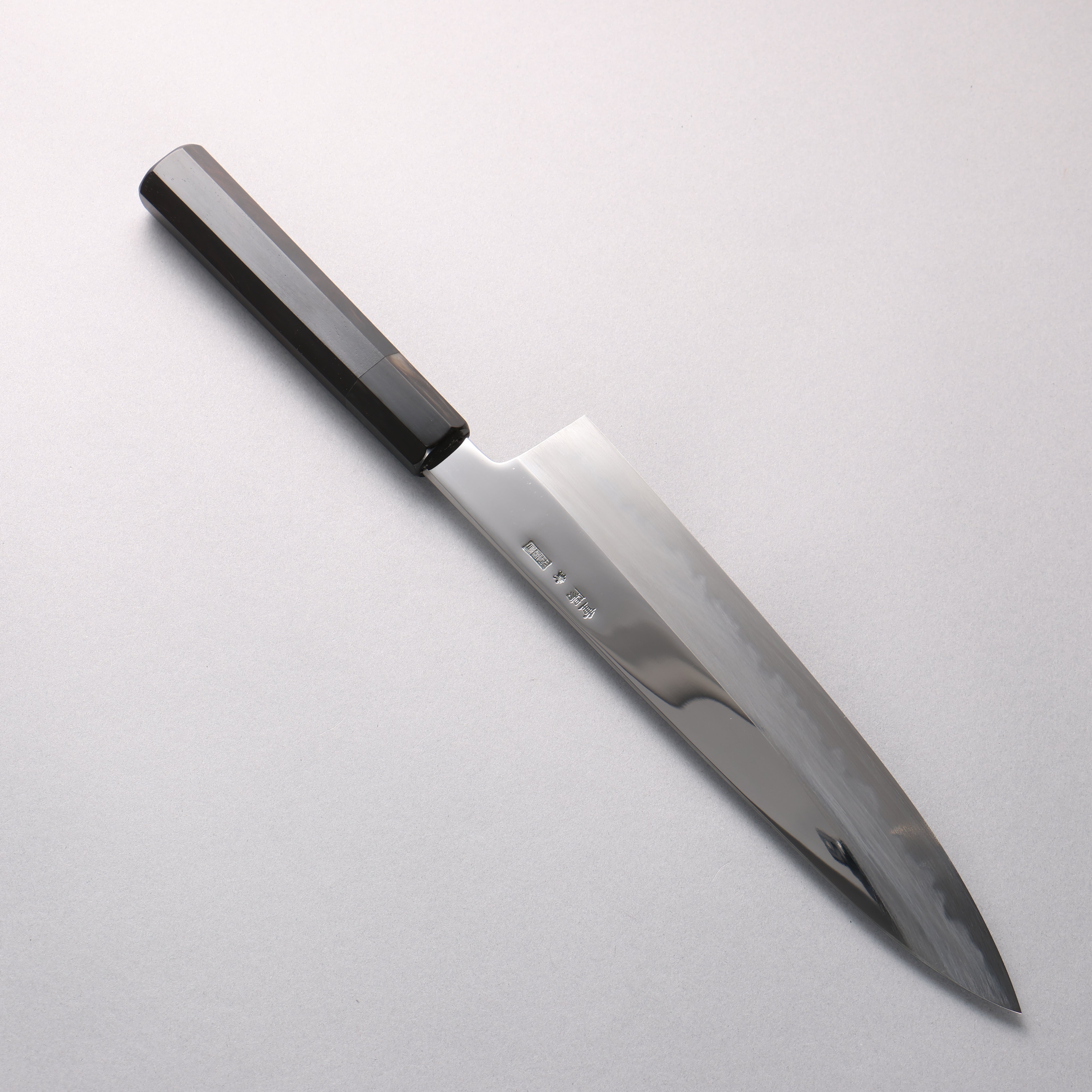 重陽 青鋼一號 鏡面處理 牛刀 240mm 黑檀 (口輪：黑水牛角) 握把 - 清助刃物