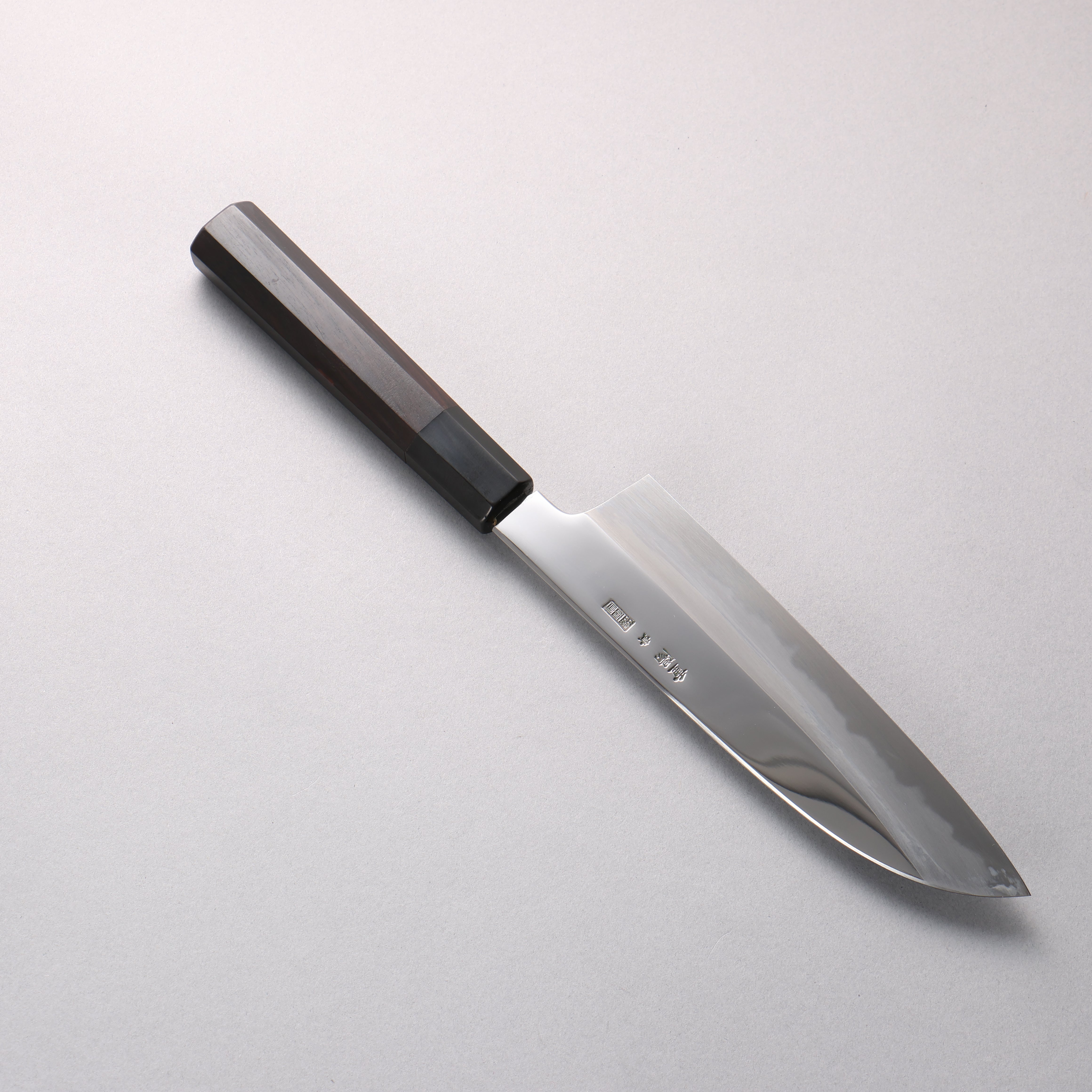 重陽 青鋼一號 鏡面處理 三德刀 180mm 黑檀 (口輪：黑水牛角) 握把 - 清助刃物