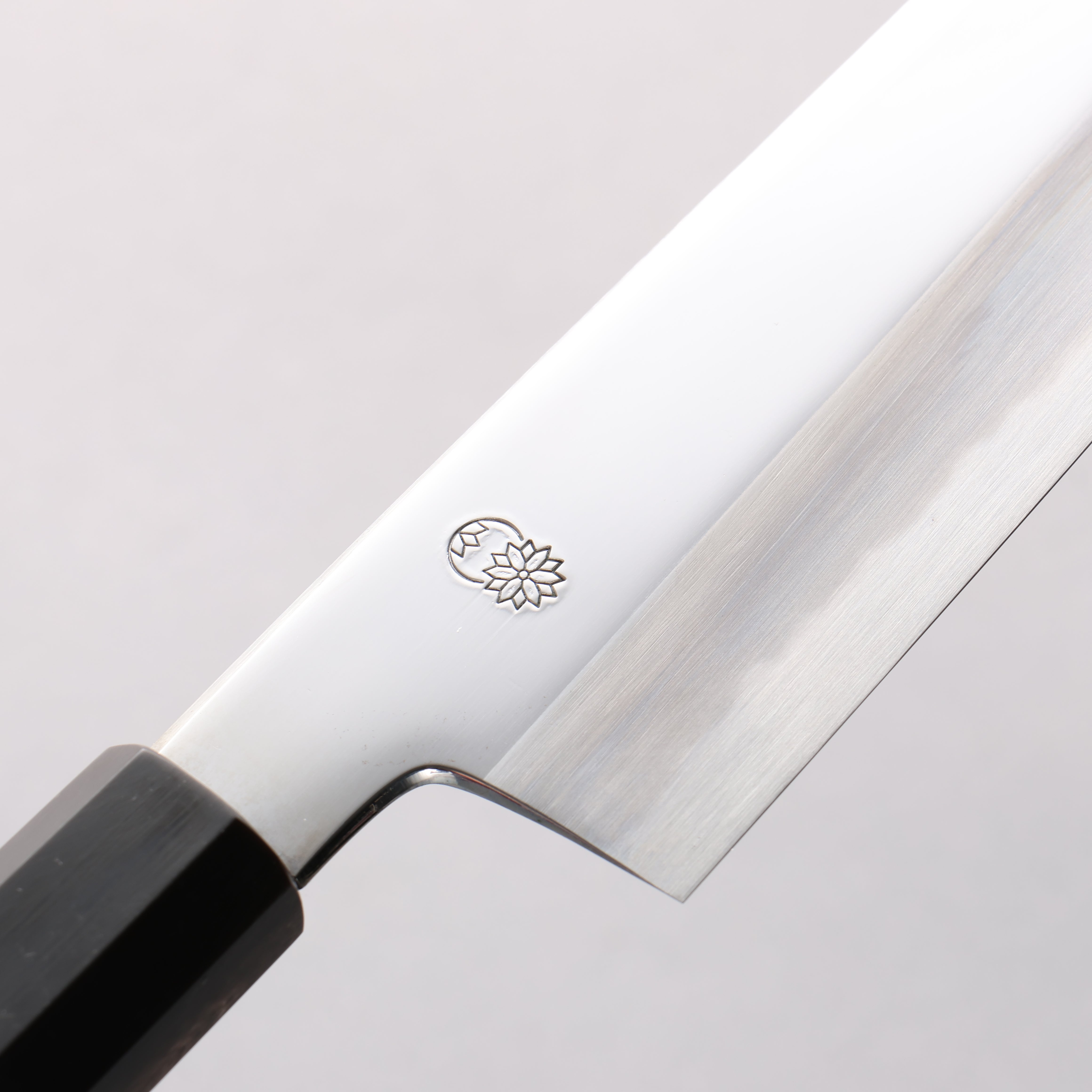 重陽 青鋼一號 鏡面處理 切付三德刀 180mm 黑檀 (口輪：黑水牛角) 握把 - 清助刃物