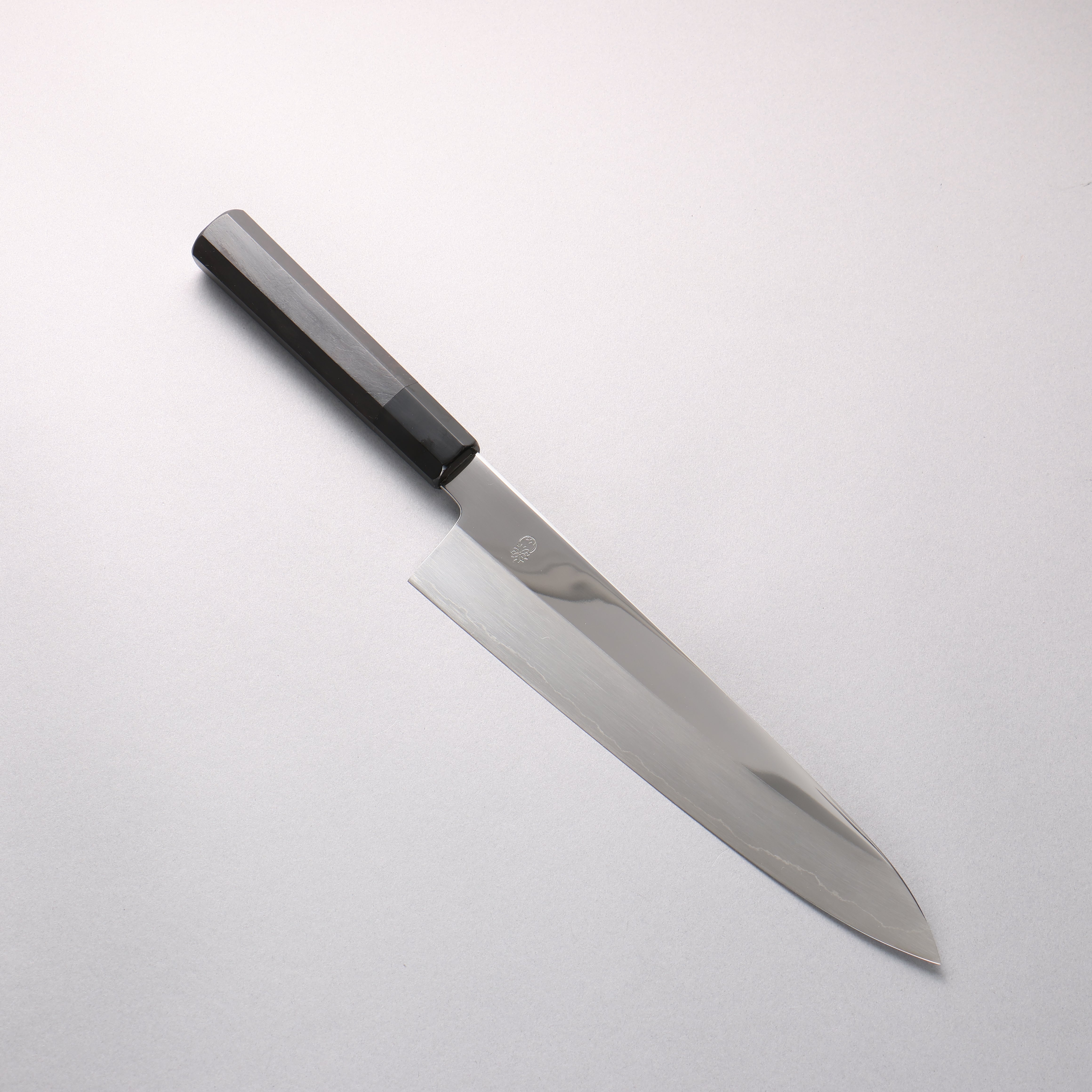 重陽 銀三鋼 鏡面處理 牛刀 240mm 黑檀 (口輪：黑水牛角) 握把 - 清助刃物