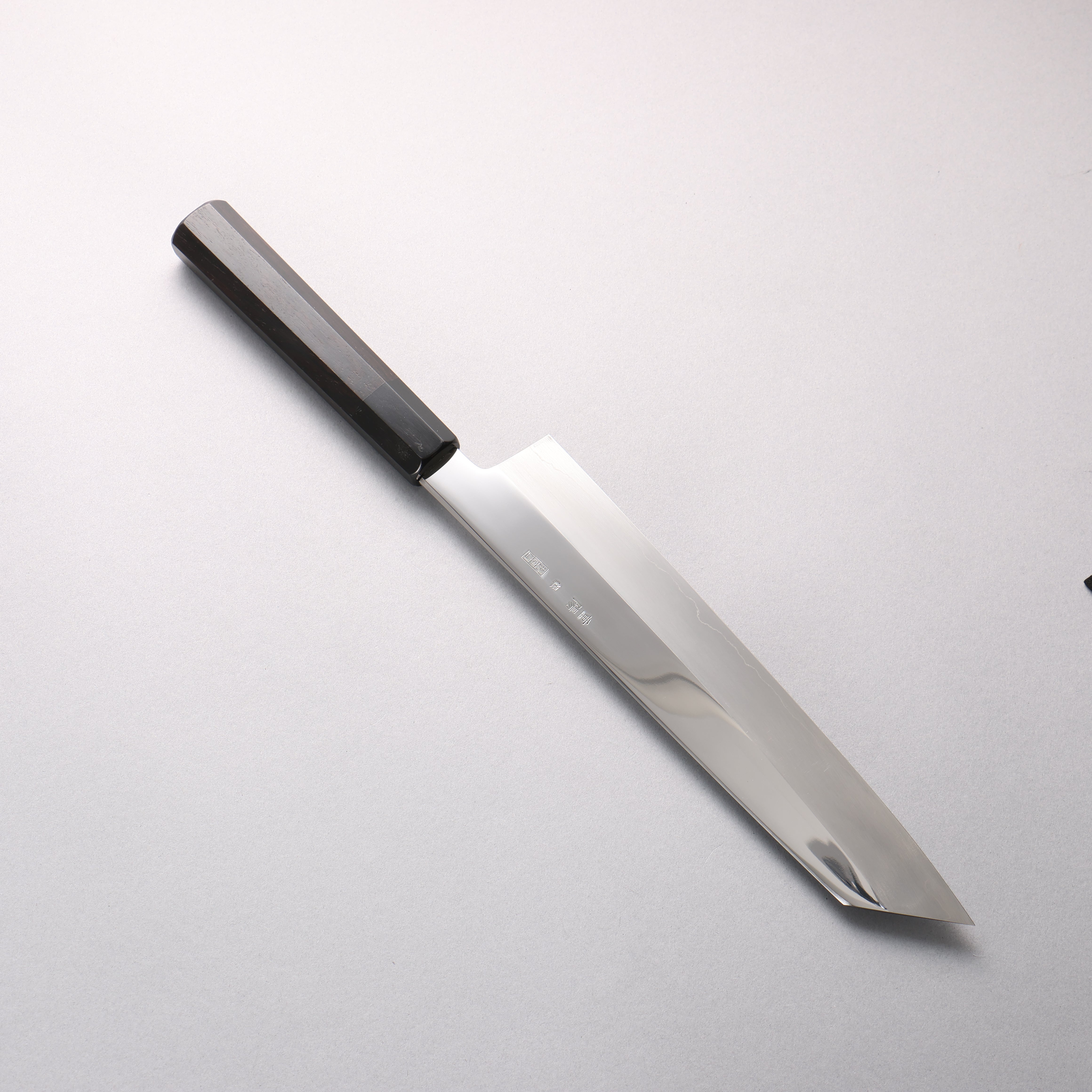 重陽 銀三鋼 鏡面處理 切付牛刀 240mm 黑檀 (口輪：黑水牛角) 握把 - 清助刃物