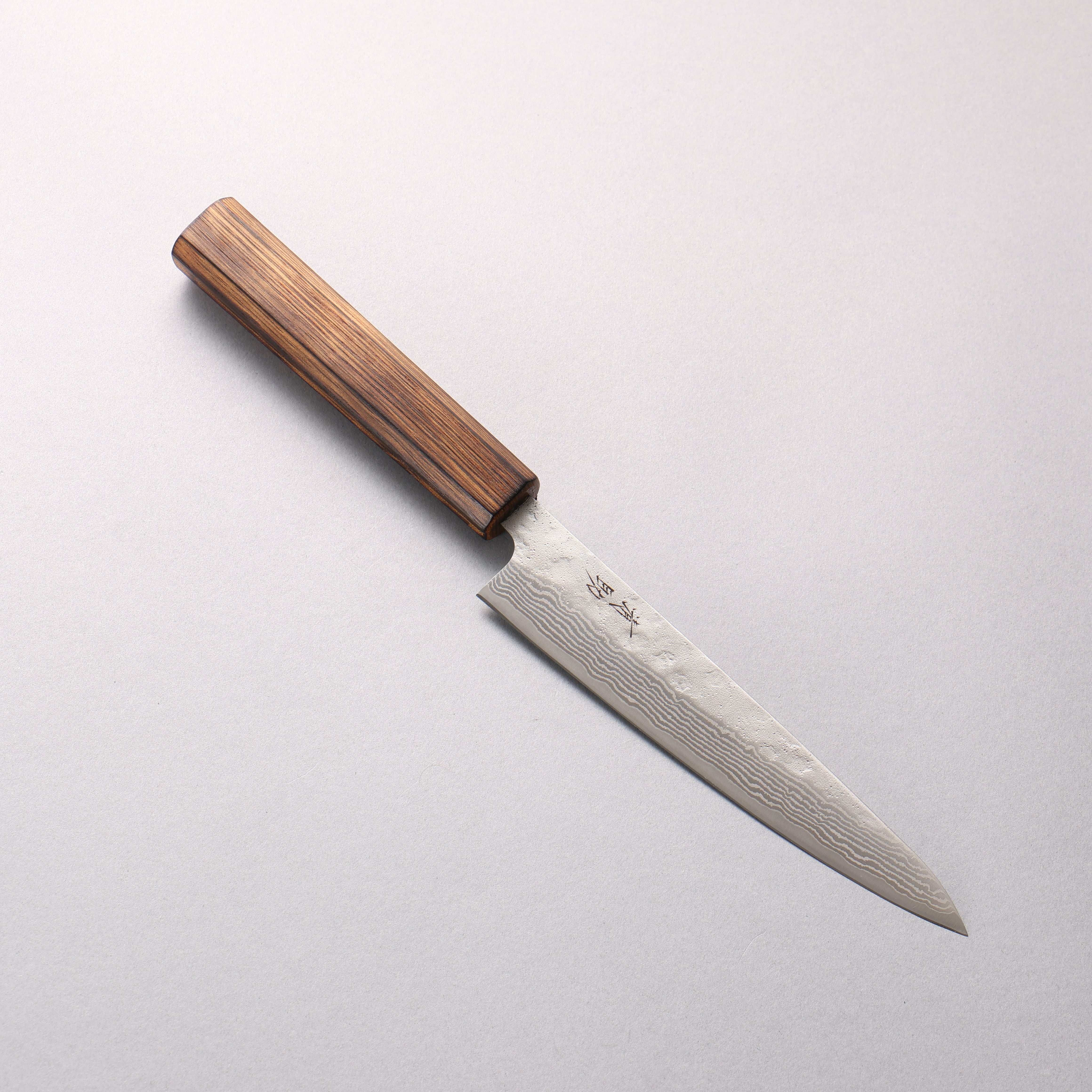 清助 不鏽鋼 440C 鎚目 大馬士革紋 多用途小刀 150mm 橡木 握把