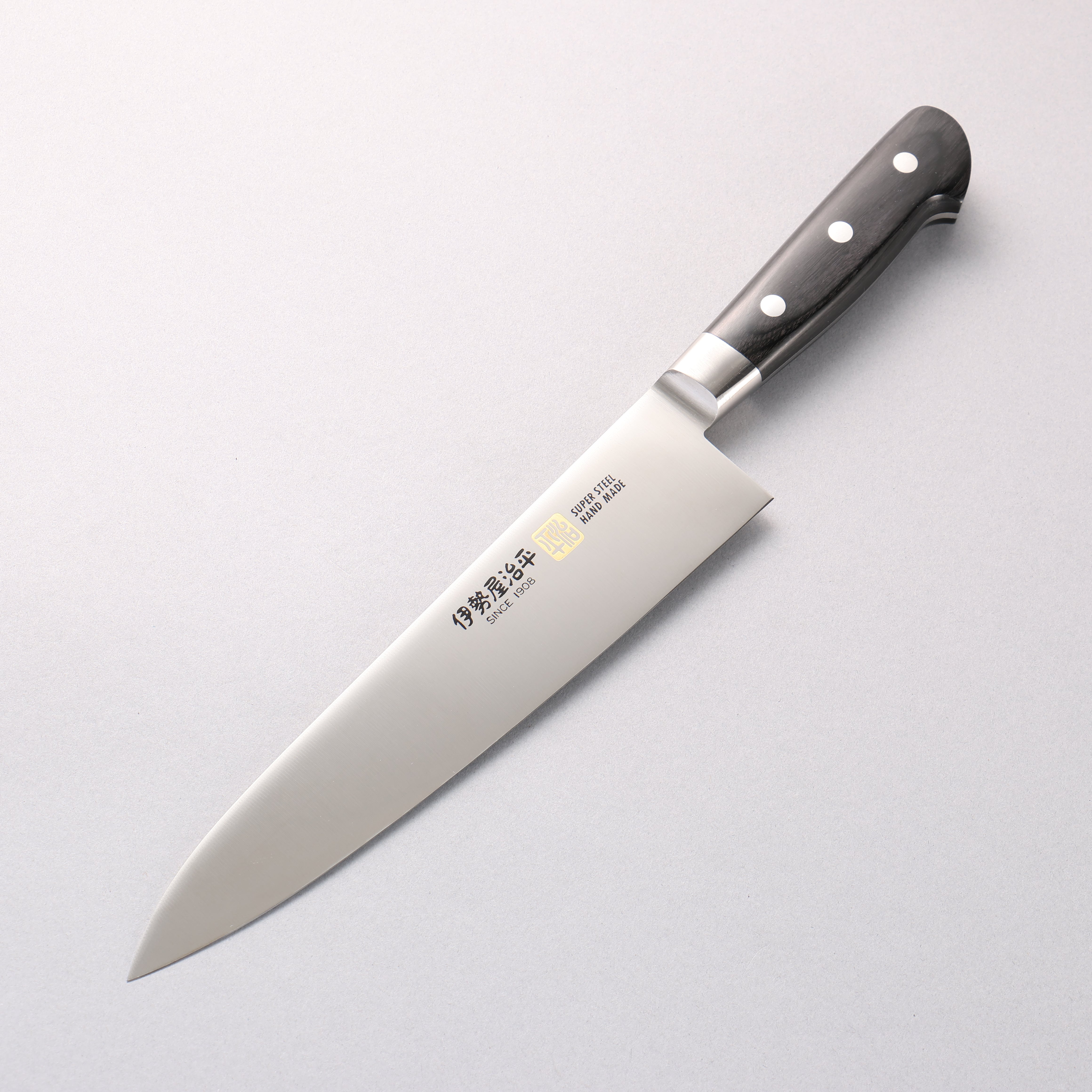 伊勢屋 鉬鋼（MOL） 牛刀 210mm 黑合成木 握把 - 清助刃物