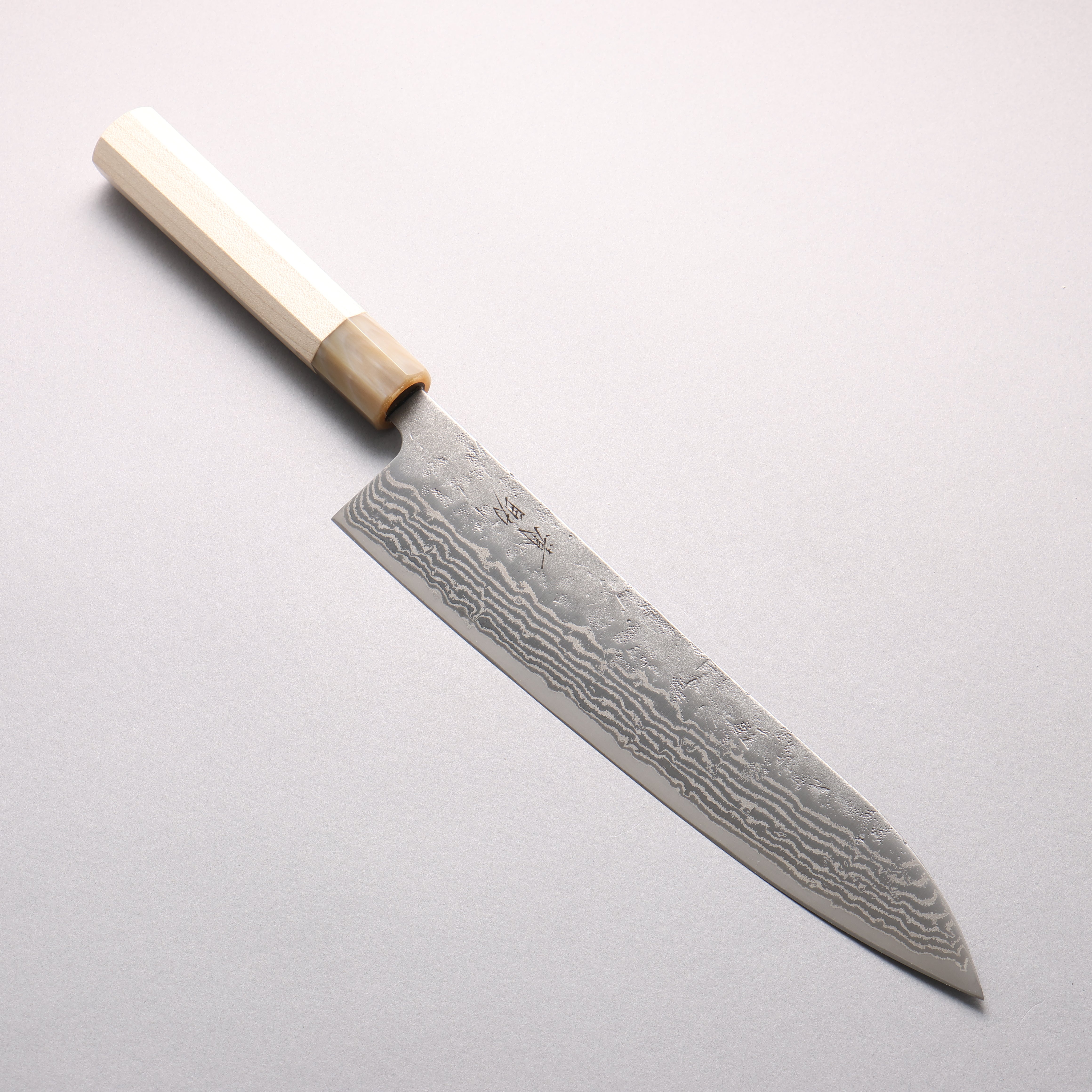 清助 瑞典鋼 大馬士革紋 和紙地 牛刀 240mm 木蘭 握把