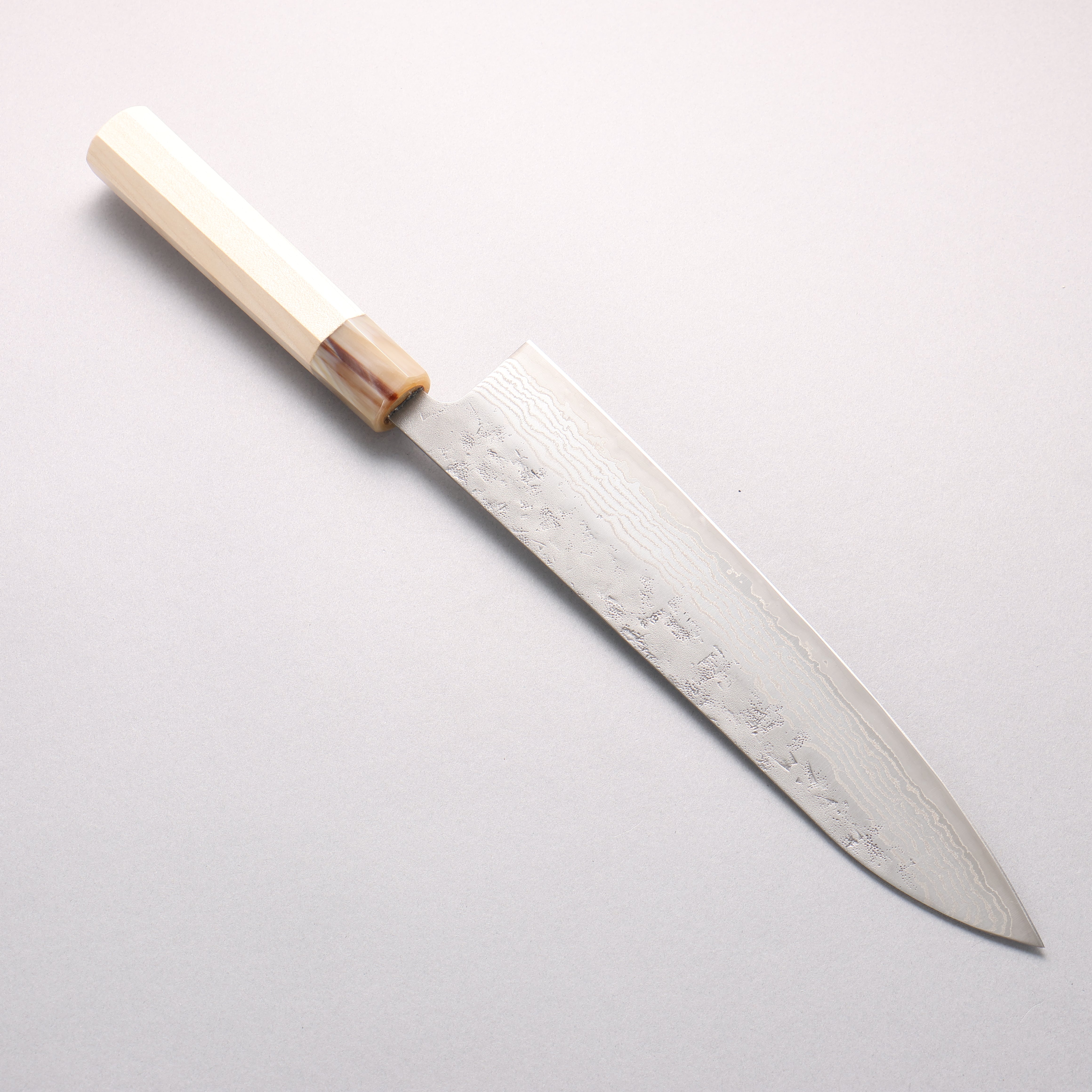 清助 瑞典鋼 大馬士革紋 和紙地 牛刀 240mm 木蘭 握把