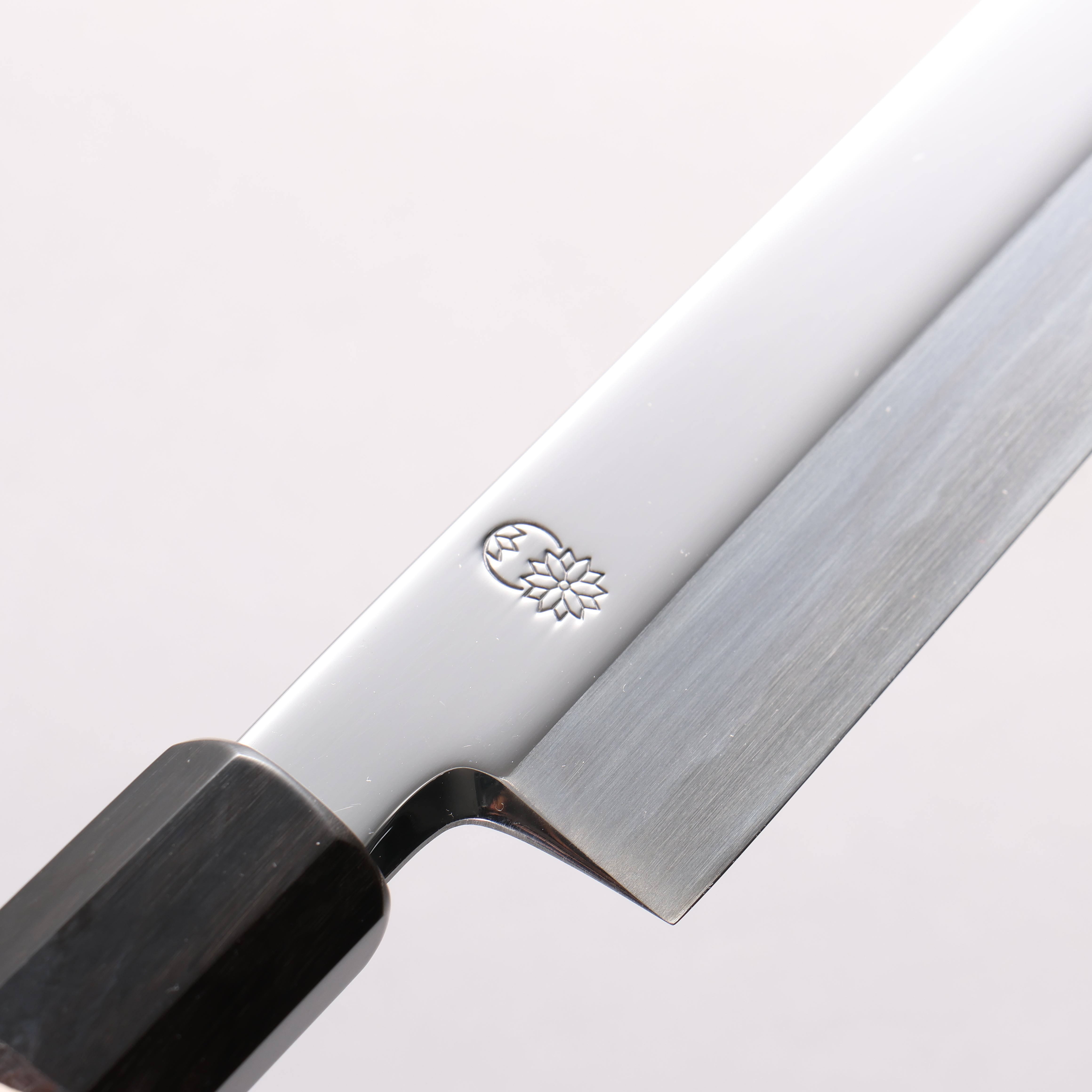 重陽 青鋼一號 鏡面處理 切付柳刃 300mm 黑檀　(口輪：黑水牛角) 握把