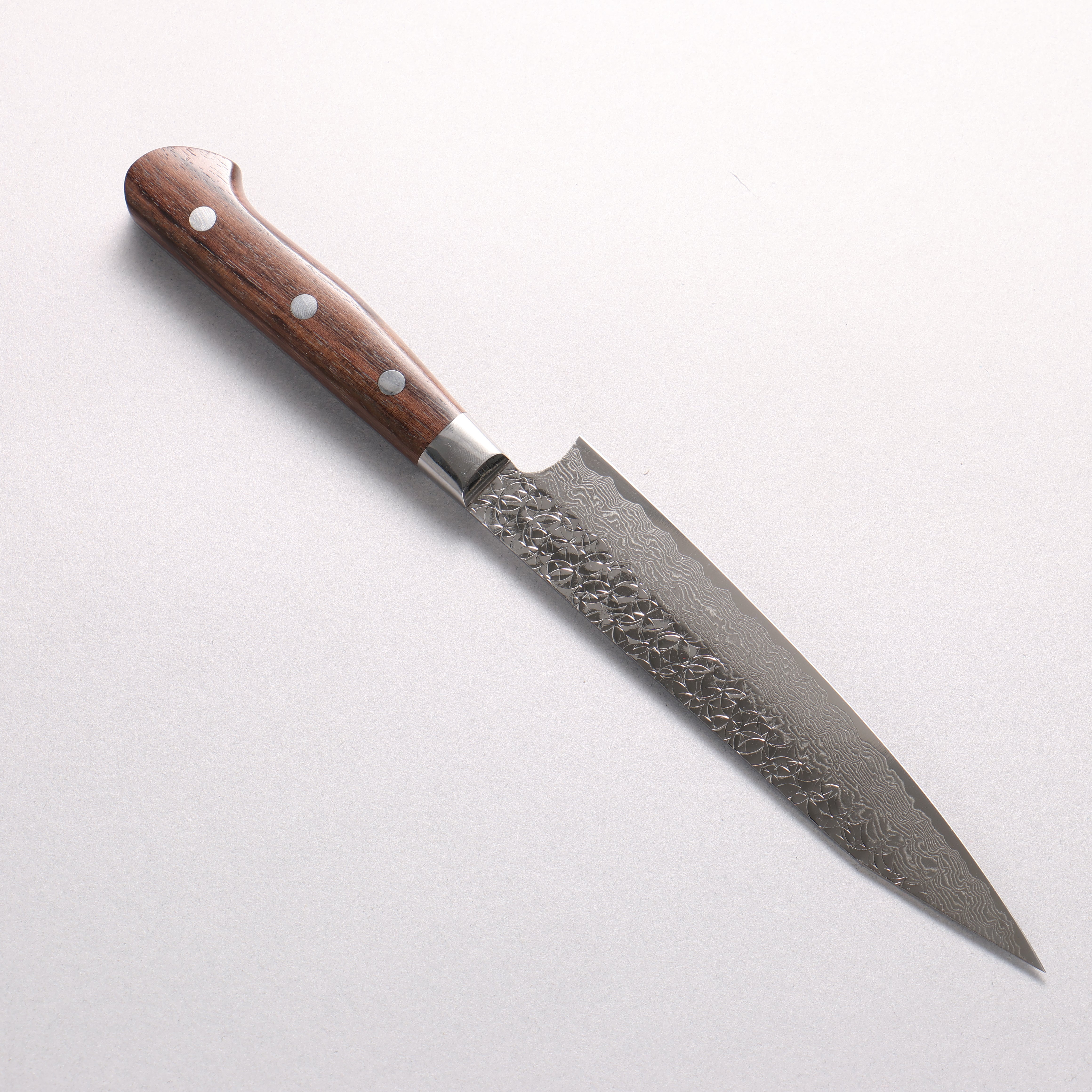 堺 孝行 SG2 鎚目 大馬士革紋 打磨處理 劍型多用途小刀 150mm 紫檀木 握把