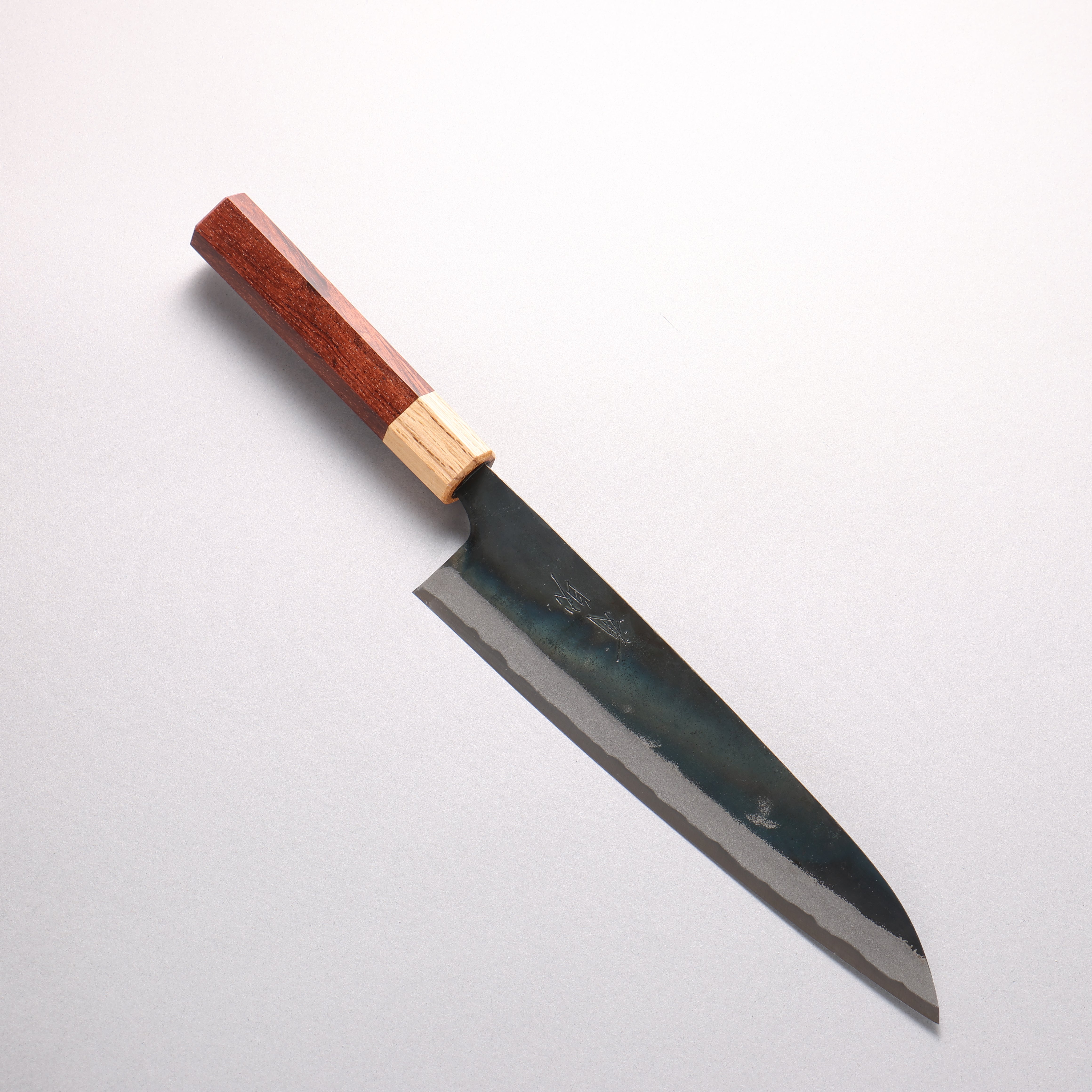 清助 青鋼一號 黑打 牛刀 210mm 紫檀木（口輪：樫） 握把