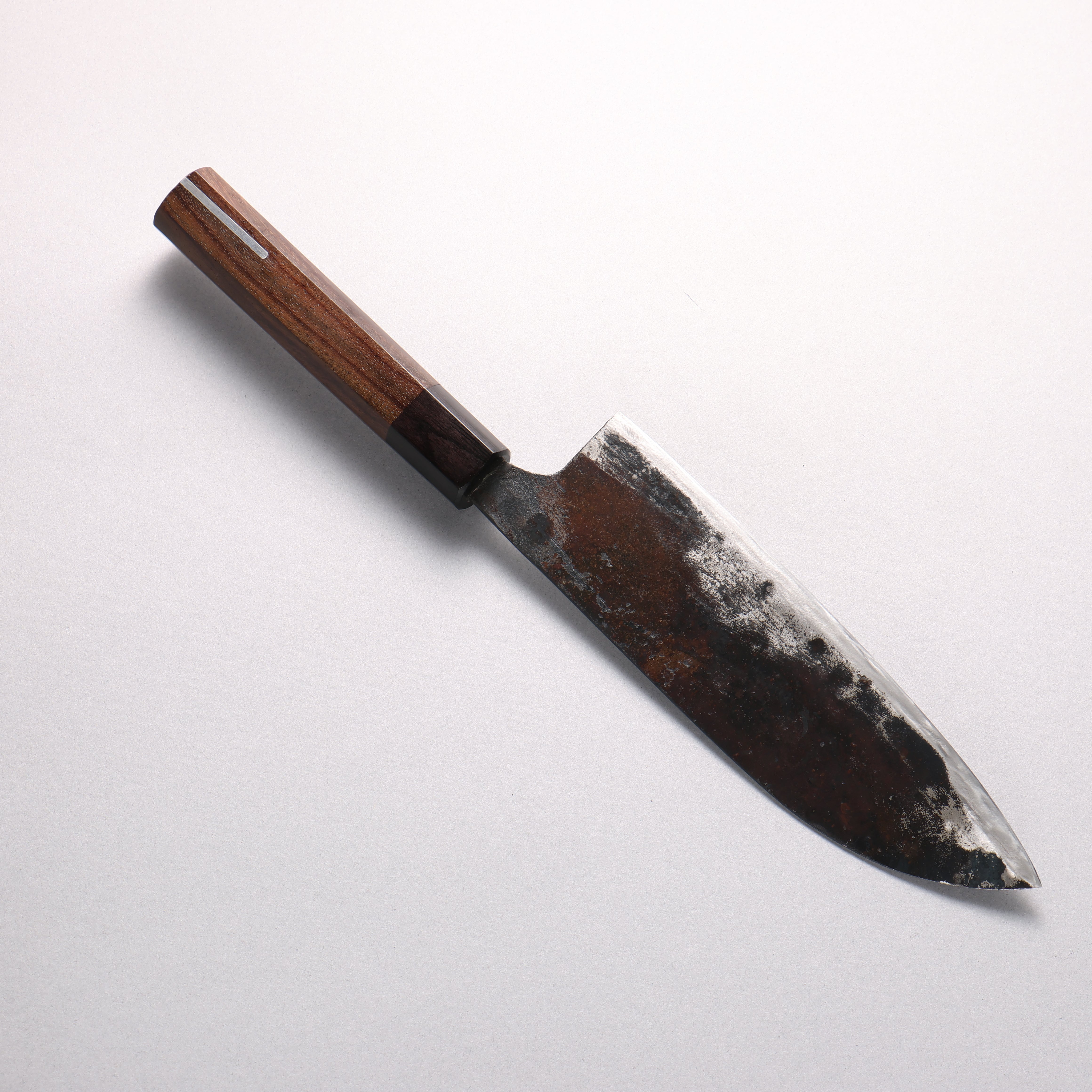 伊藤重光 Tamahagane 隕石夾層 黑打 三德刀 180mm 紫檀木（口輪：黑合成木/銀線) 握把