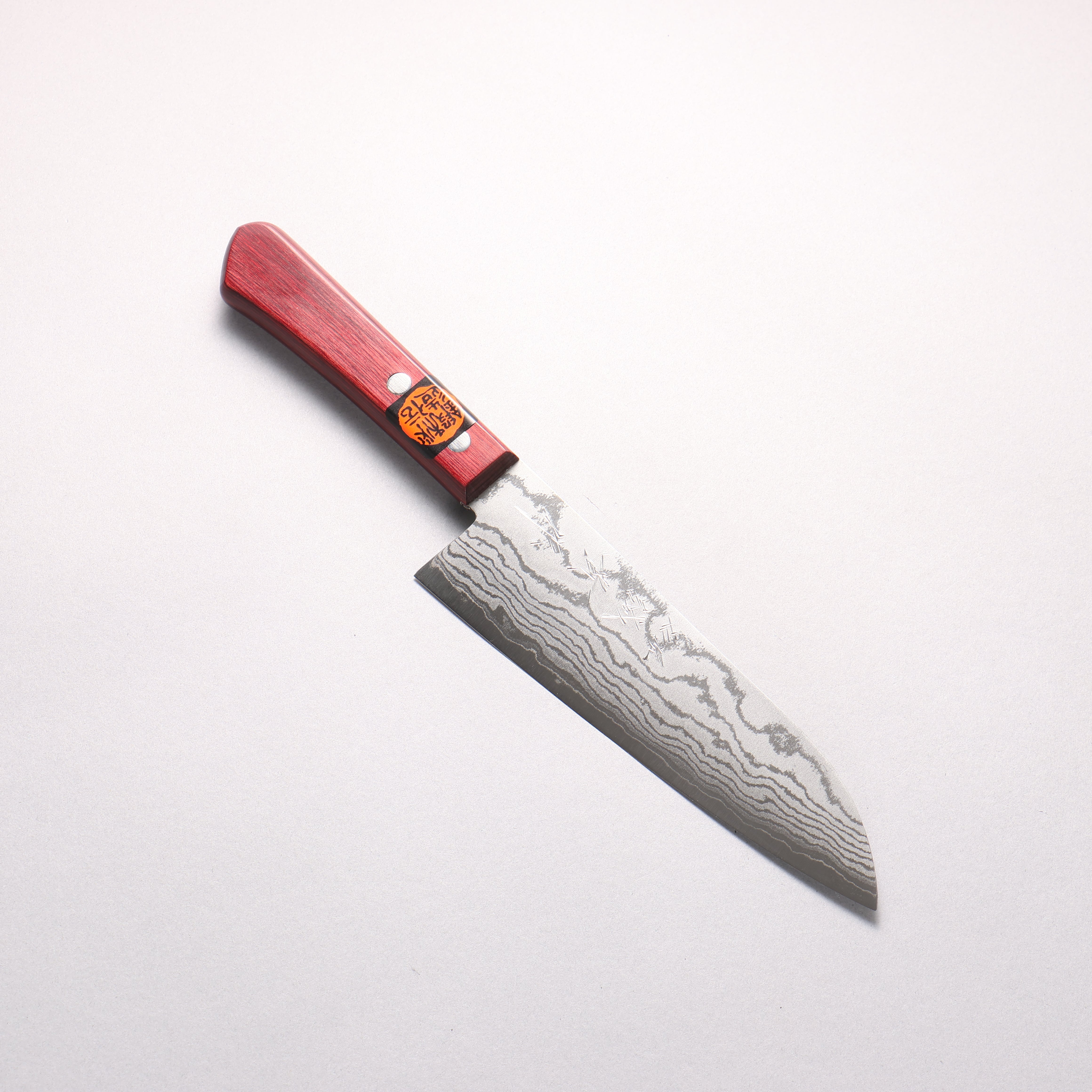 田中 誠貴 VG10 17層 大馬士革紋 三德刀 165mm 紅合成木 握把 - 清助刃物