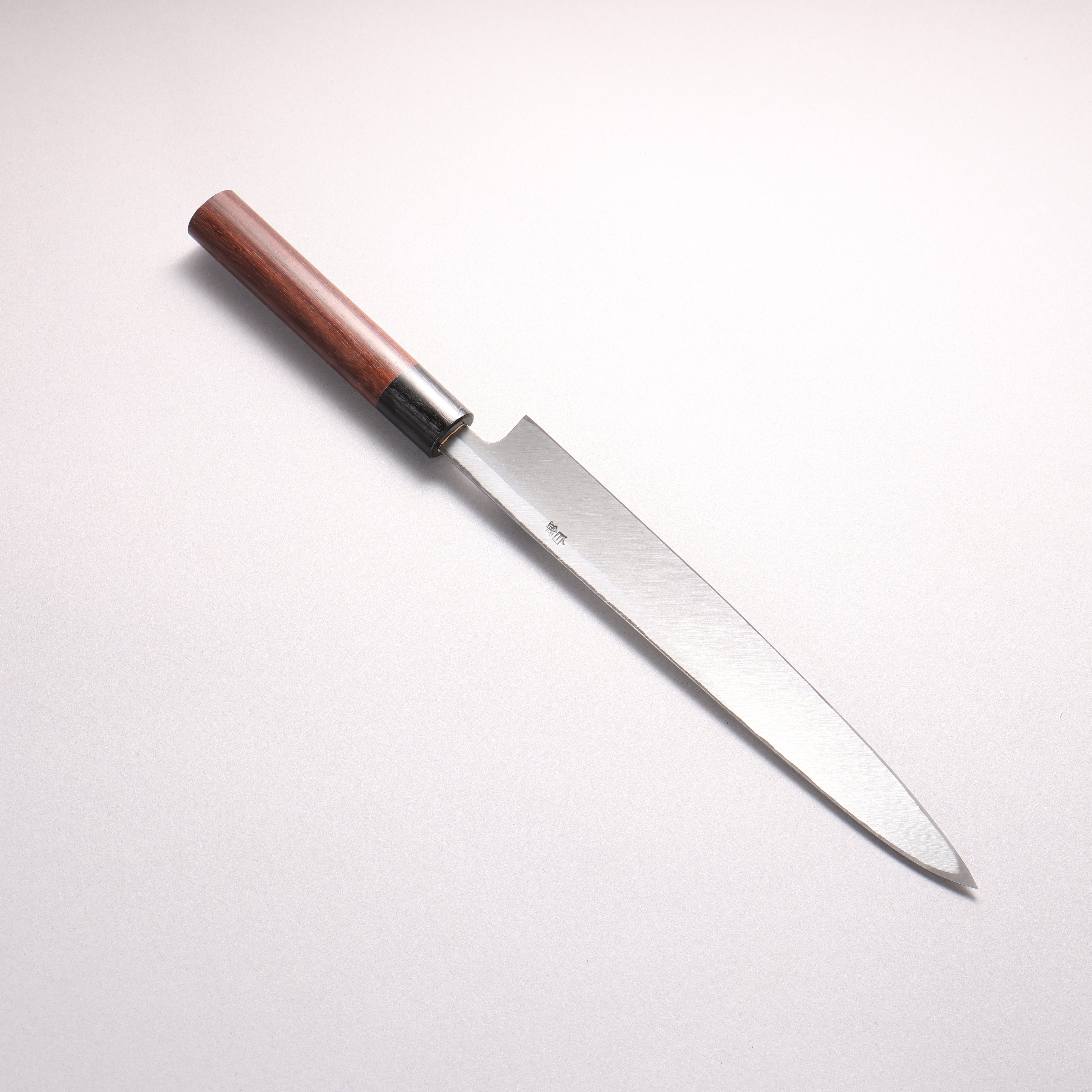 清助 白鋼 霞研 柳刃 240mm 紫檀木（口輪：黑合成木）鎬形 握把