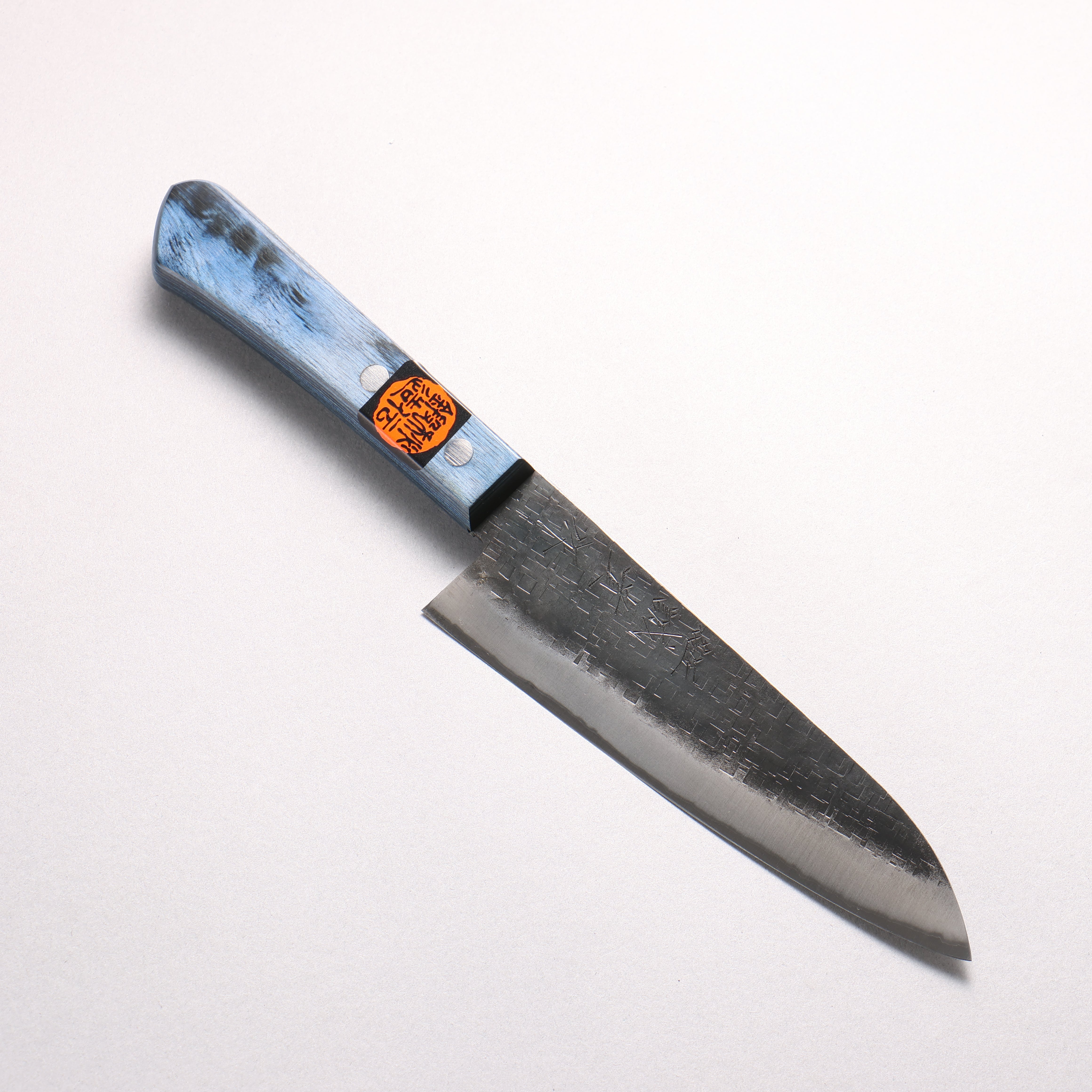 田中 誠貴 青鋼二號 黑打 鎚目 (角) 小三德刀 150mm 青合成木 握把