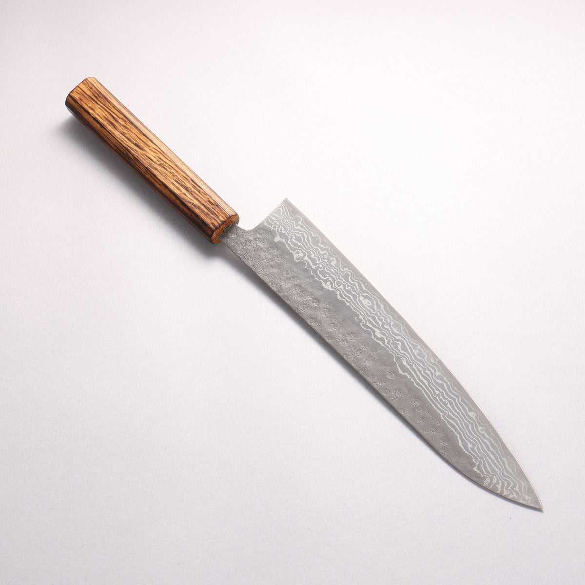 清助 不鏽鋼 440C 鎚目 大馬士革紋 霧面 牛刀 240mm 燒櫟木 握把 - 清助刃物