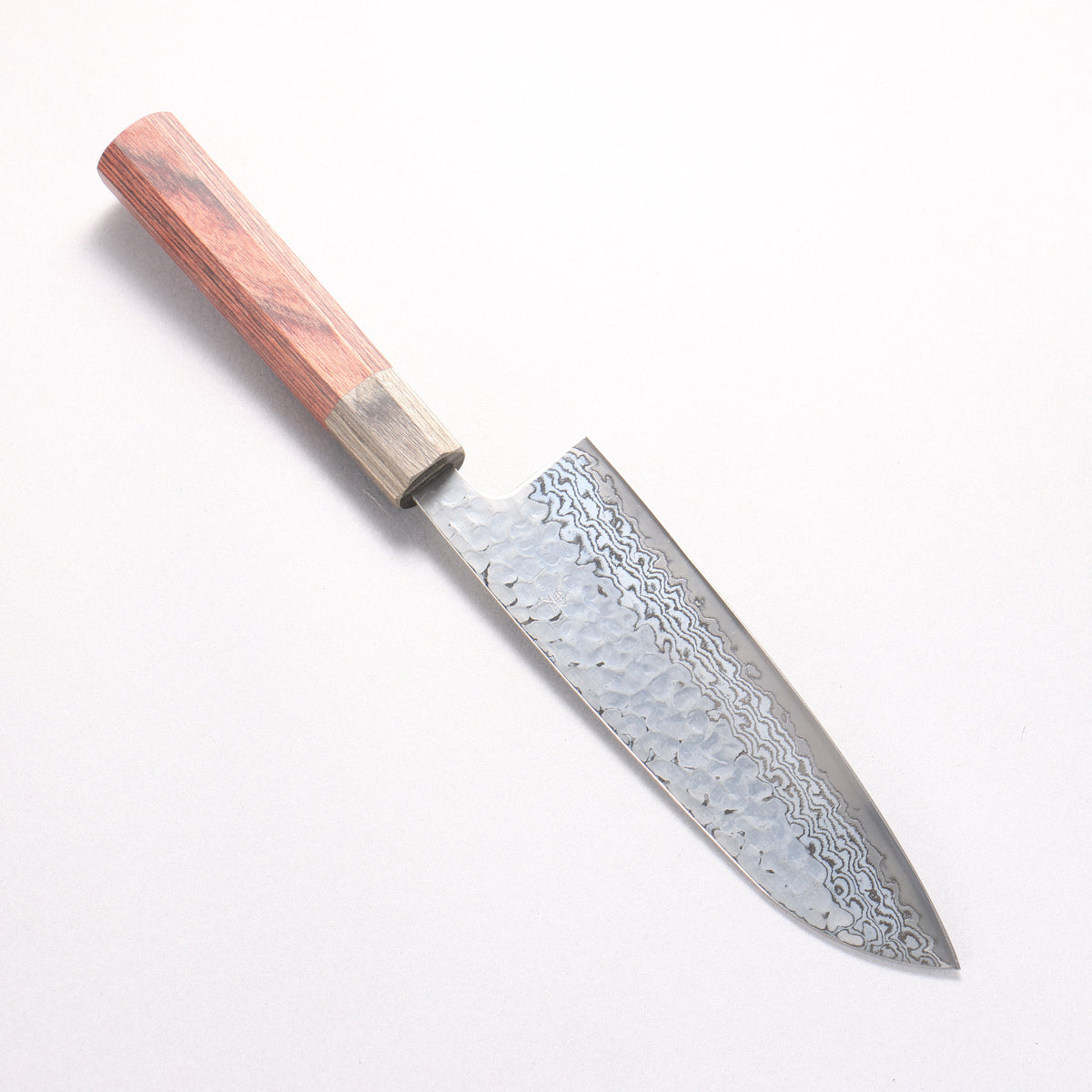 翁流 銀三鋼 鎚目 大馬士革紋 月白 三德刀 165mm 桃花心合成木 握把 - 清助刃物