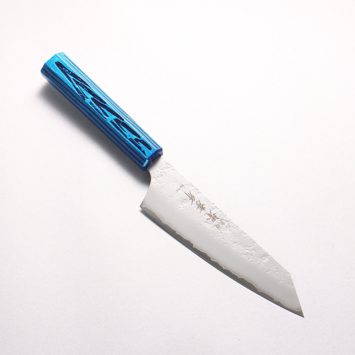 堺 孝行 彩煌 VG10 梨地 劍型三德刀 160mm 亮藍漆色 握把 - 清助刃物