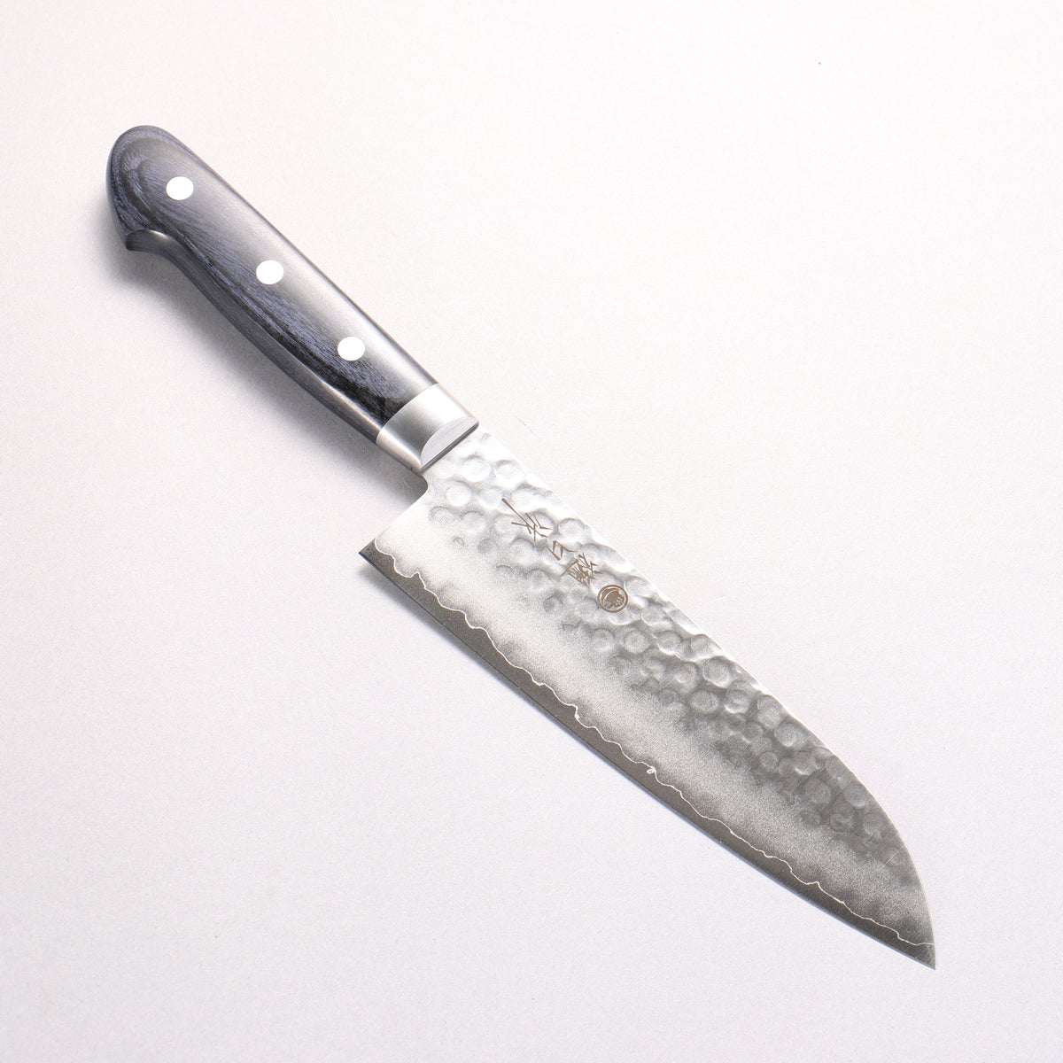 樋口 VG10 鎚目 三德刀 180mm 深藍色合成木 握把