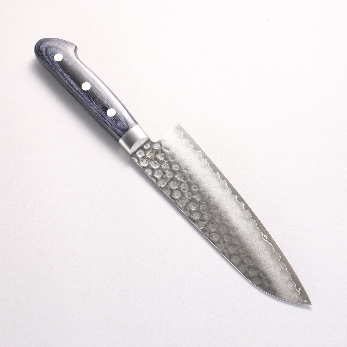 樋口 VG10 鎚目 三德刀 180mm 深藍色合成木 握把