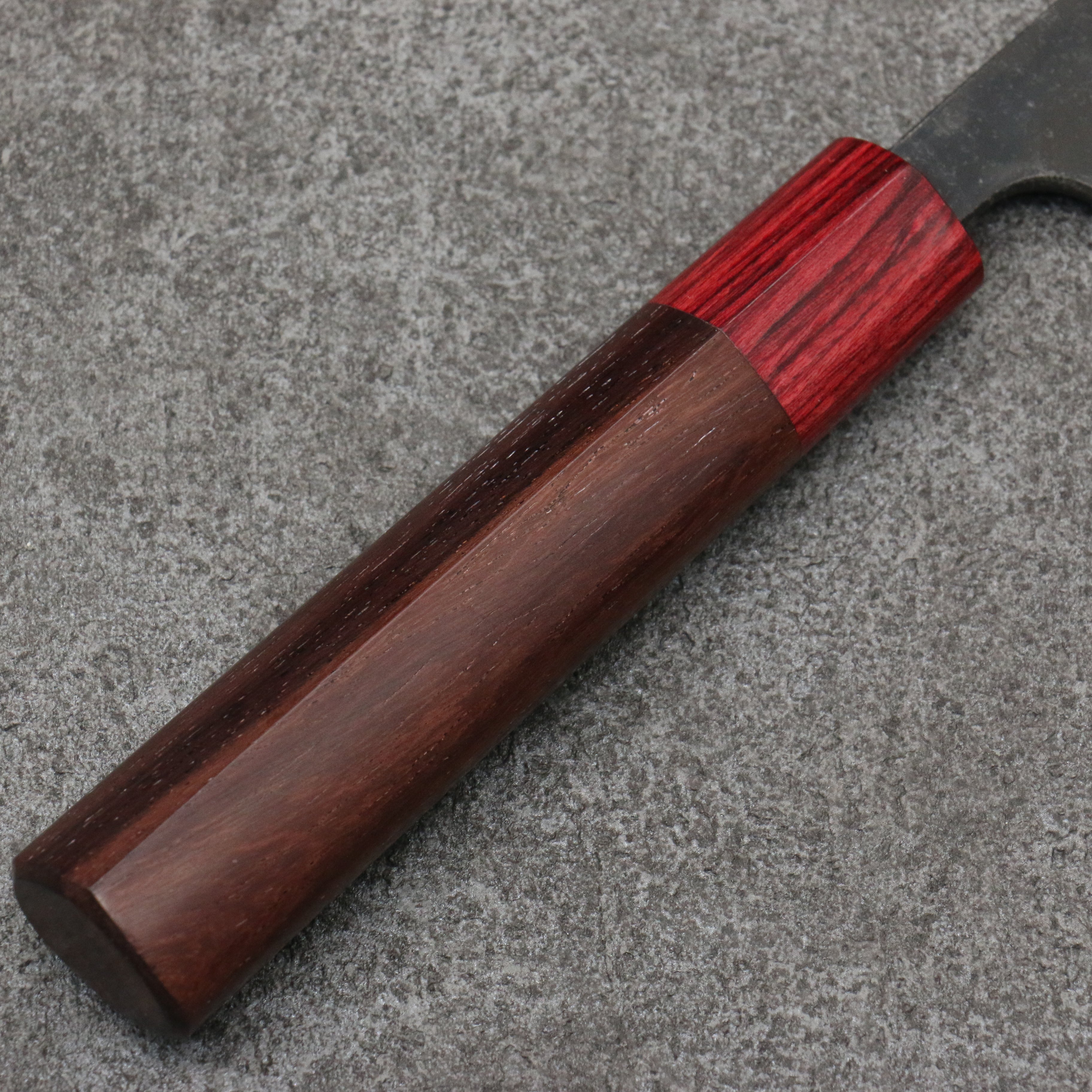 山本 直 青鋼 黑打 多用途小刀 日本刀 135mm 紫檀木（口輪：紅合成木） 握把 - 清助刃物