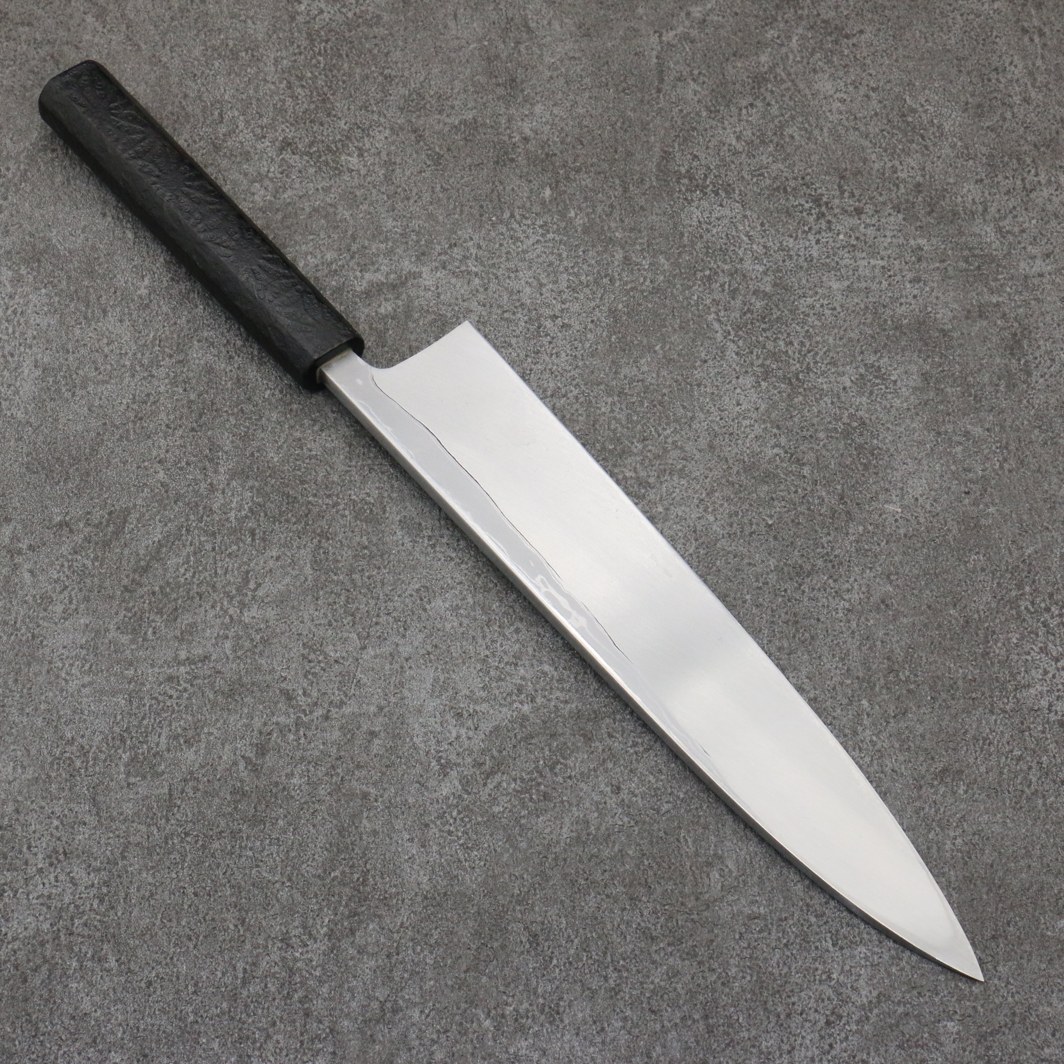 北岡 英雄 白鋼二號 大馬士革紋 身卸出刃 日本刀 240mm 黑色和紙捲 握把 - 清助刃物