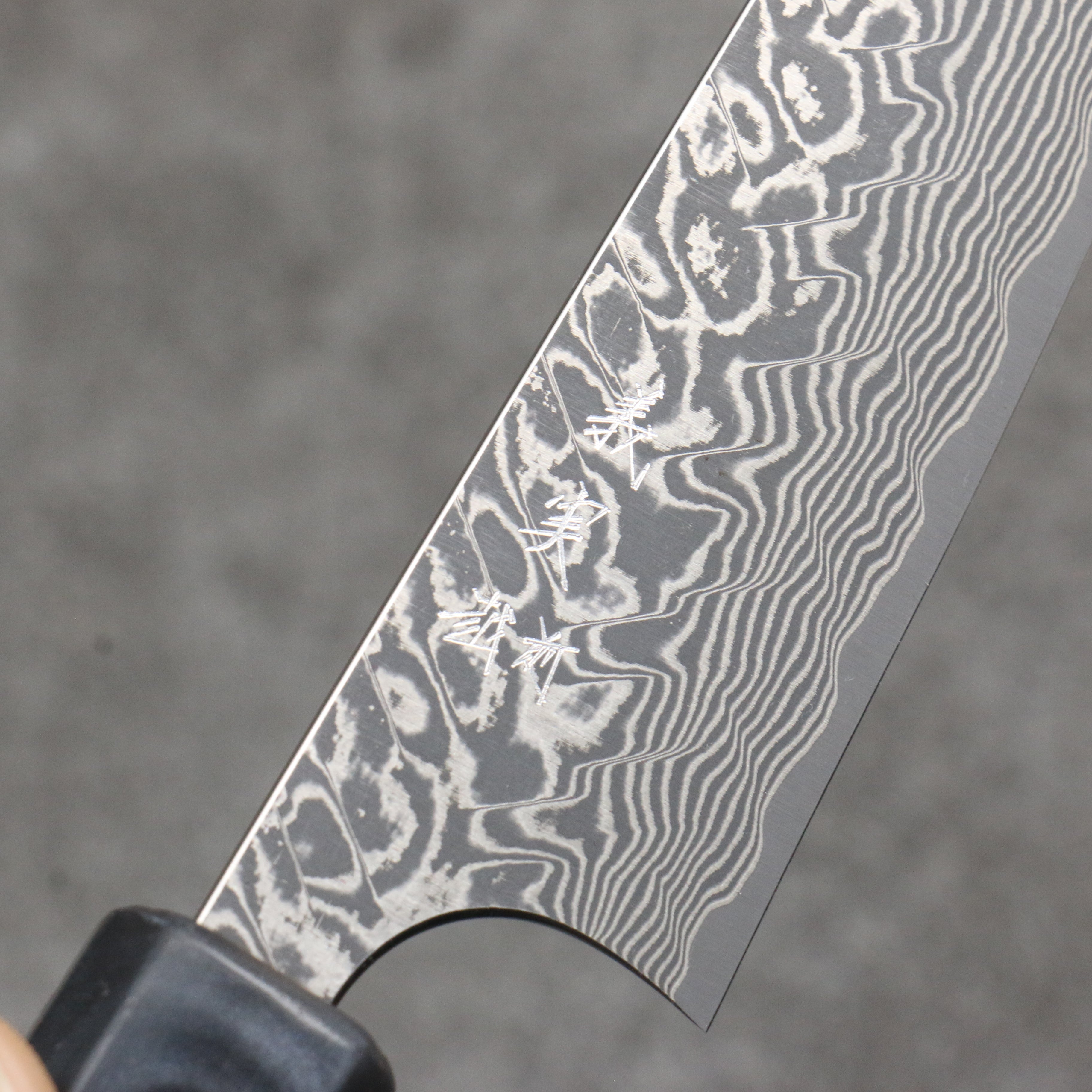 加藤 義實 SG2 黑色大馬士革紋 多用途小刀 120mm 橄欖和樹脂 握把 - 清助刃物