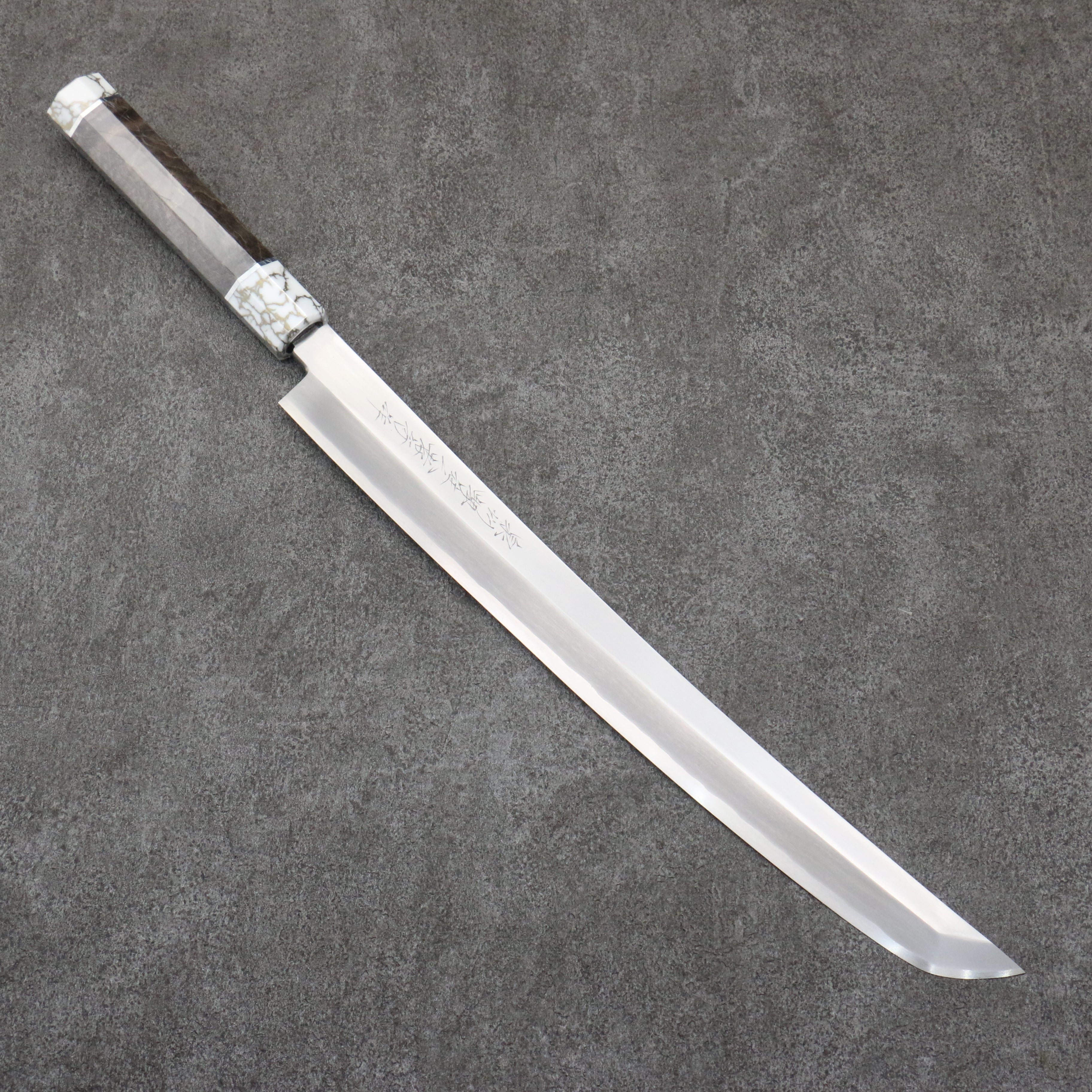 堺 孝行 斬月 銀三鋼 先丸柳刃 330mm 穩定木 握把 附刀鞘 - 清助刃物
