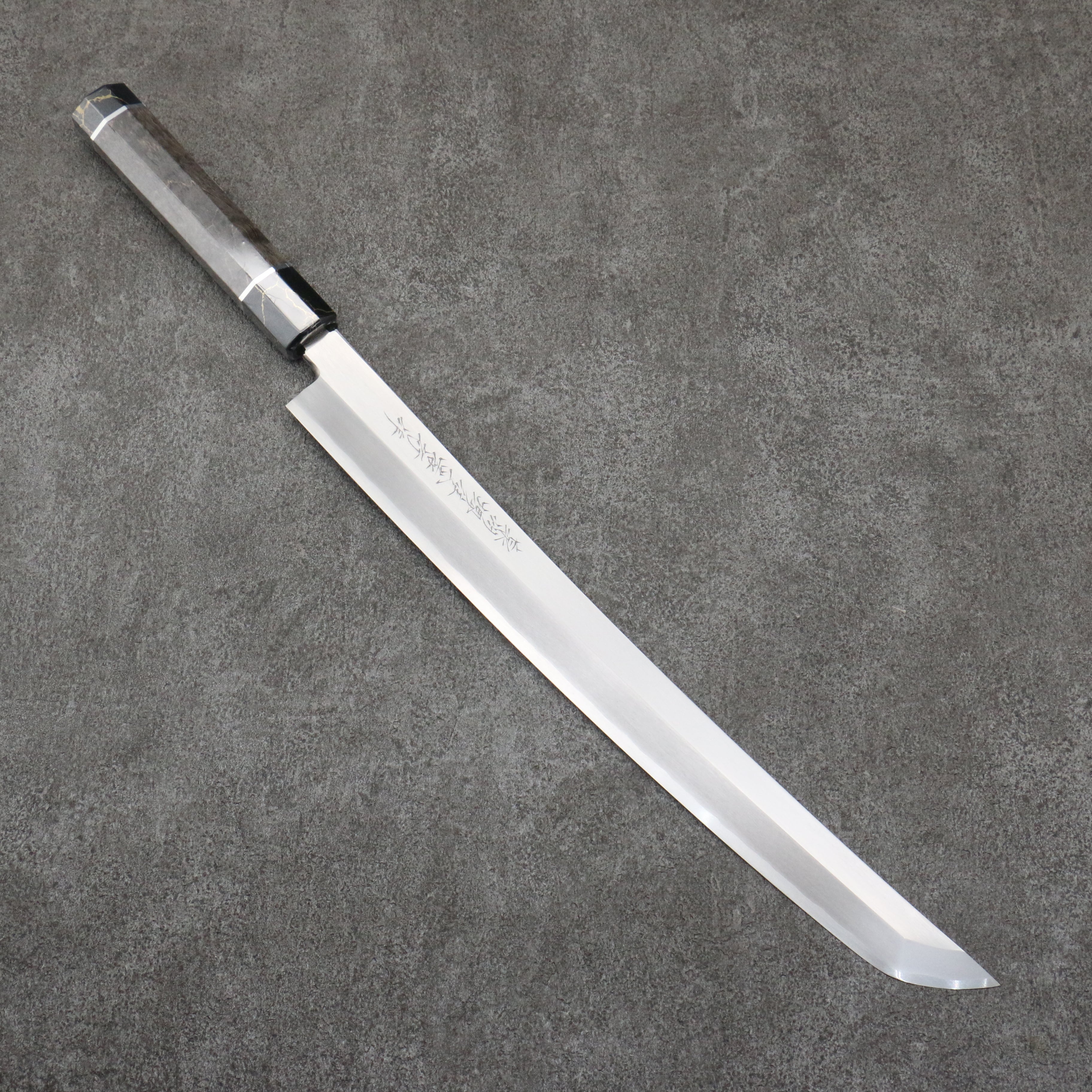 堺 孝行 斬月 銀三鋼 先丸柳刃 330mm 穩定木 握把 附刀鞘 - 清助刃物