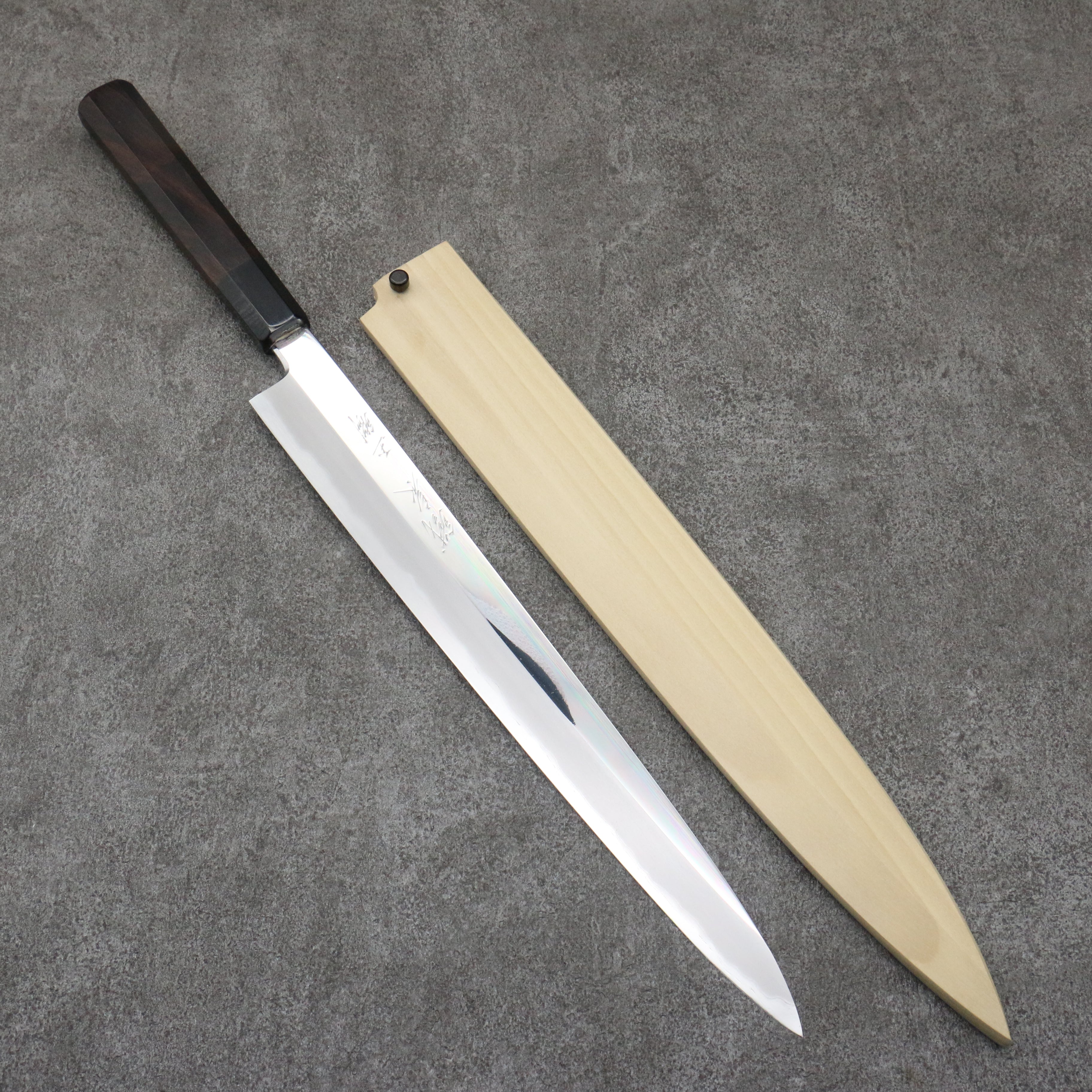 鐵泉 田中作 Tamahagane 柳刃 315mm 黑檀 握把 附刀鞘 - 清助刃物