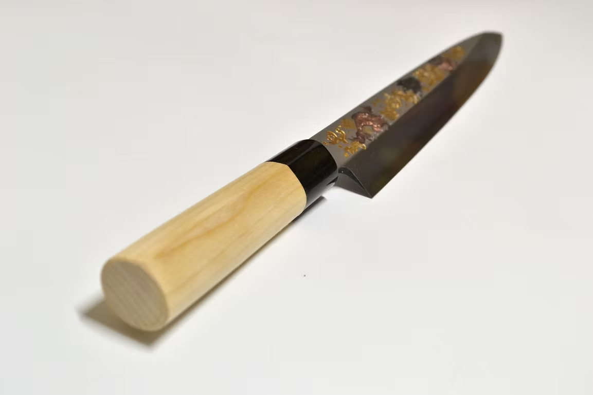 堺 孝行 窪田金屬飾雕刻 昇鯉 白鋼 霞研 柳刃 270mm 木蘭（口輪：水牛角） 握把