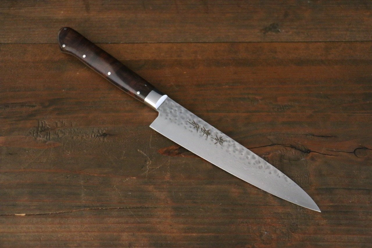 堺 孝行 VG10 17層大馬士革紋 多用途小刀  135mm 沙漠鐵木（杉原型）握把 - 清助刃物