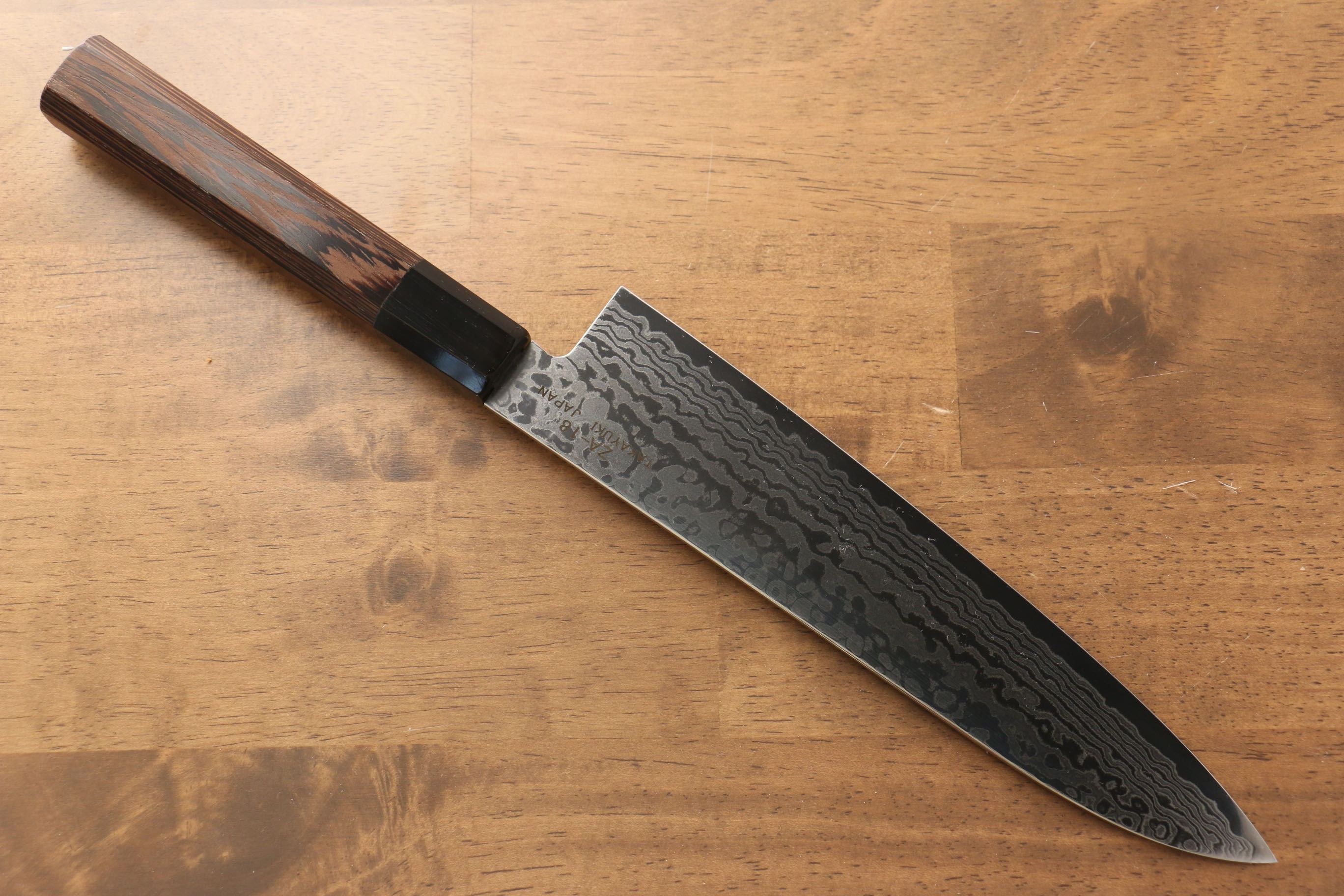 堺 孝行 銀河 ZA-18 大馬士革紋 牛刀  210mm 雞翅木握把 - 清助刃物