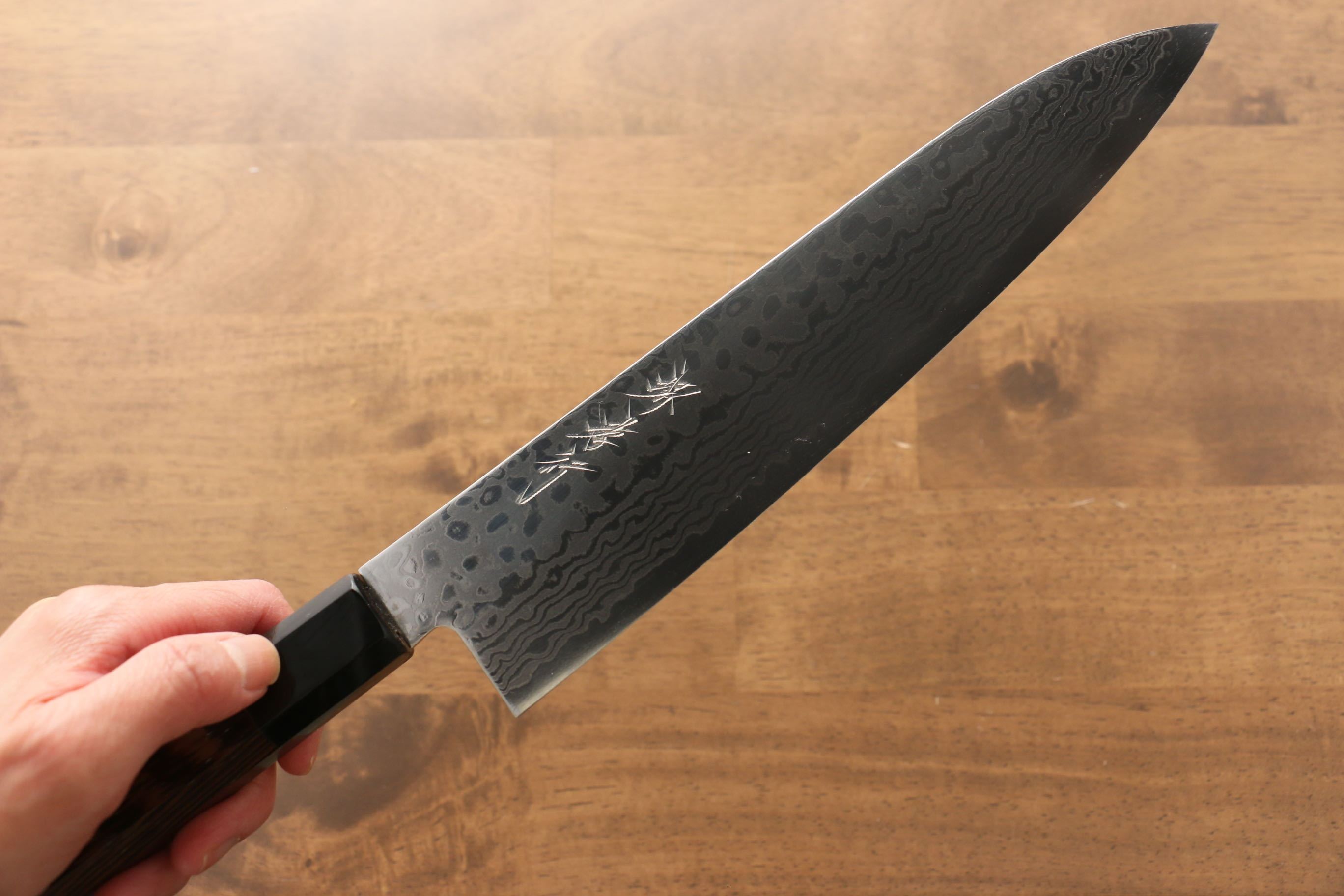 堺 孝行 銀河 ZA-18 大馬士革紋 牛刀  210mm 雞翅木握把 - 清助刃物