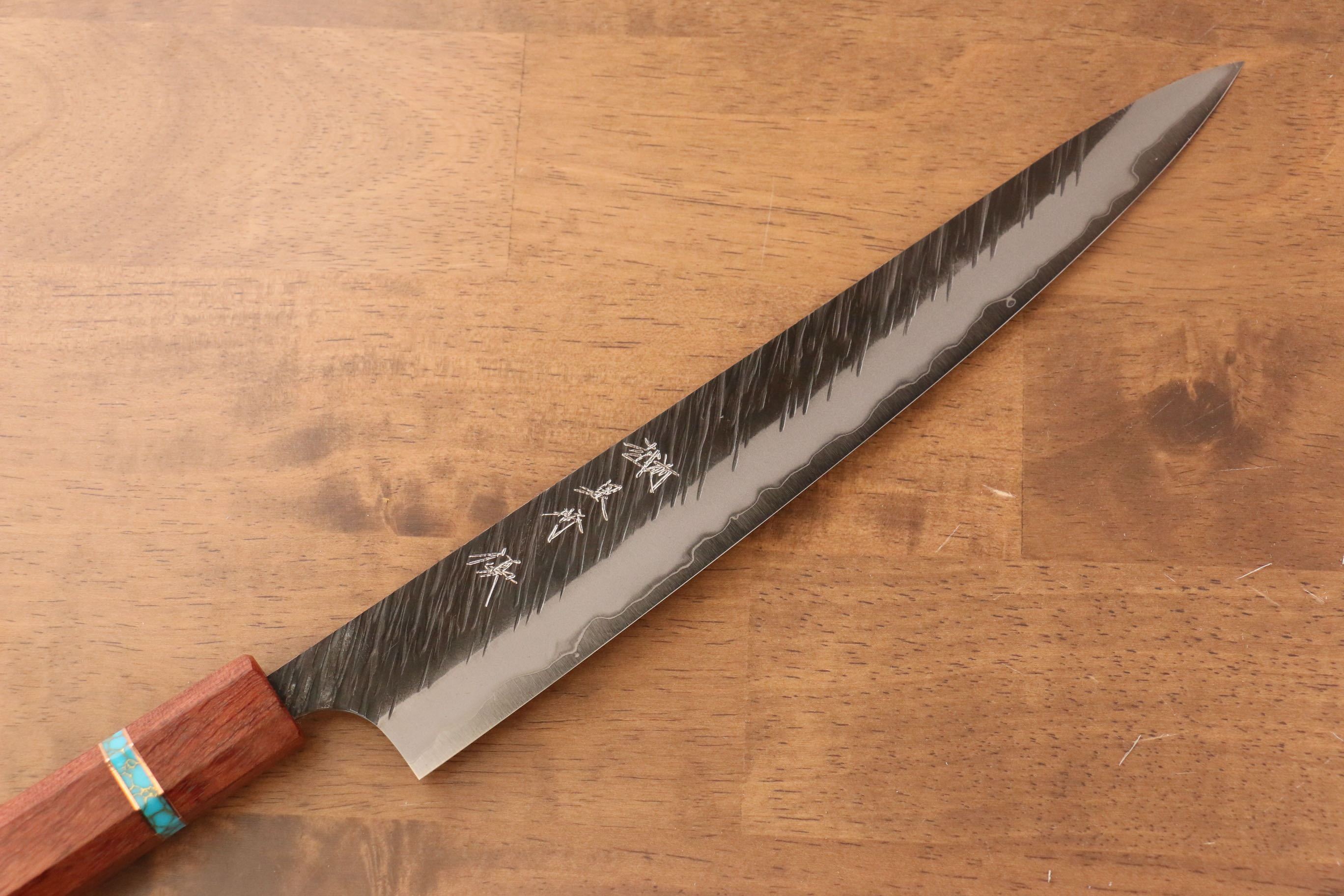 黑崎 優 風神 超級青鋼 鎚目 筋引  270mm 楓木（茶色帶土耳其石環型設計） 握把 - 清助刃物