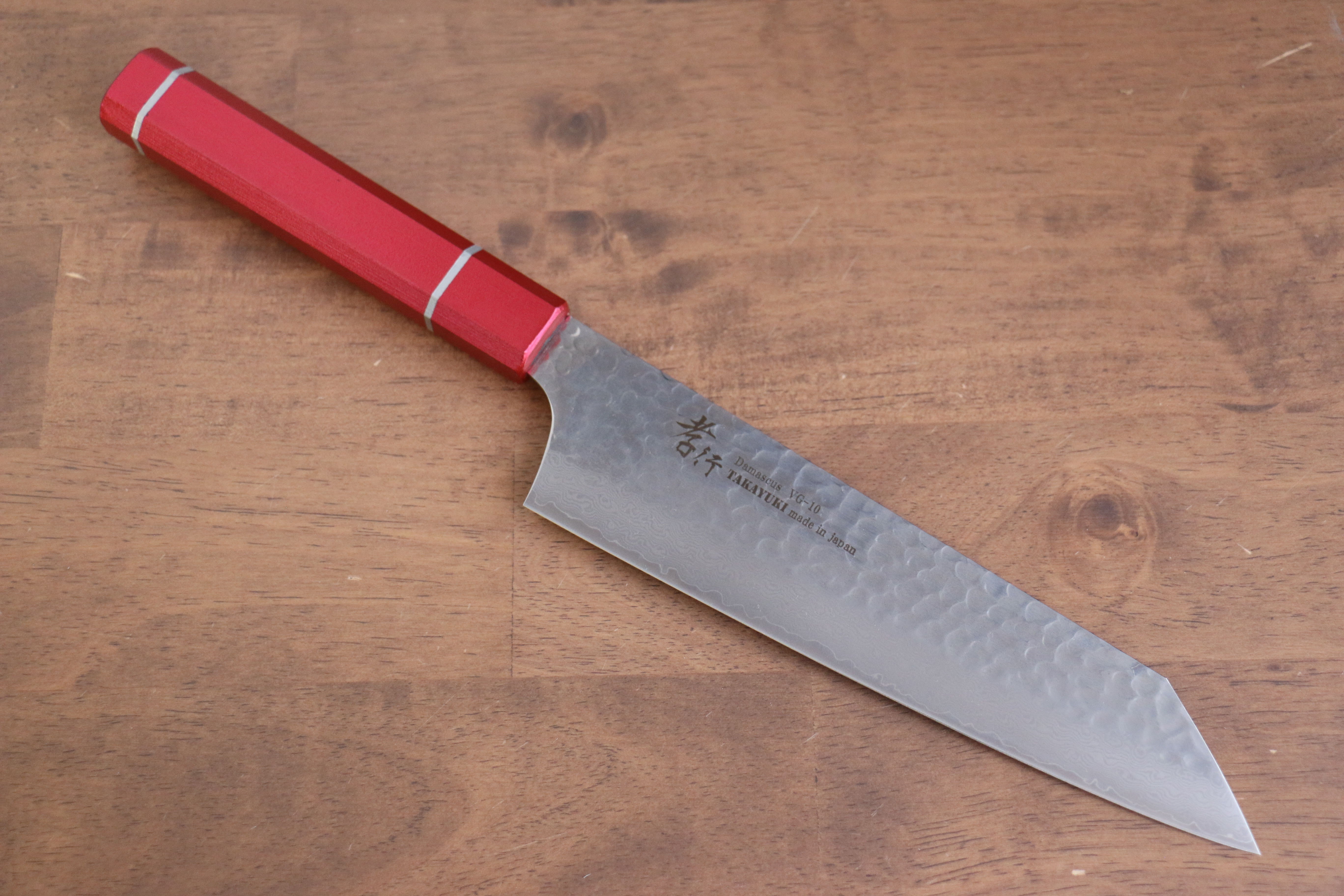 堺 孝行 VG10 33層大馬士革紋 劍型牛刀  190mm 櫟木漆塗（皇赤） 握把 - 清助刃物